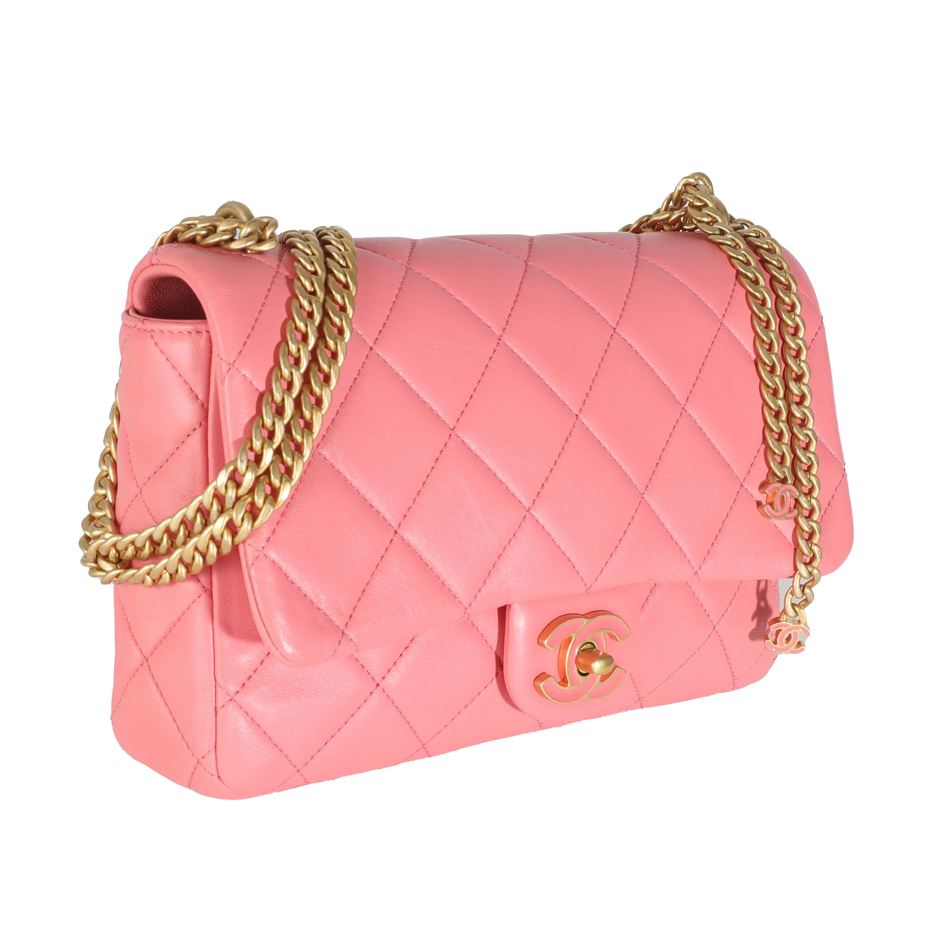 Pink Quilted Lambskin Pending CC Small Square Flap - Image 2
