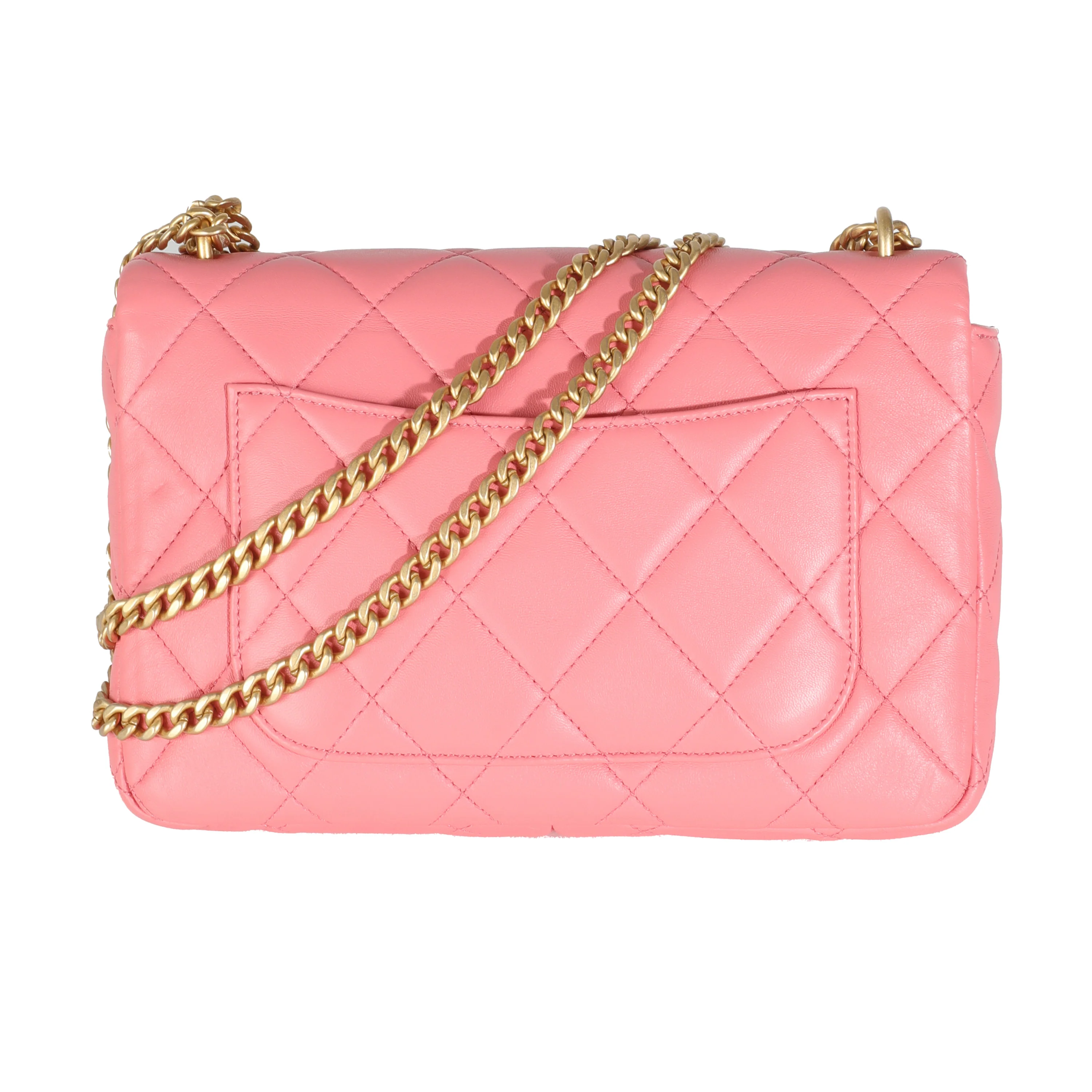 Pink Quilted Lambskin Pending CC Small Square Flap - Image 3