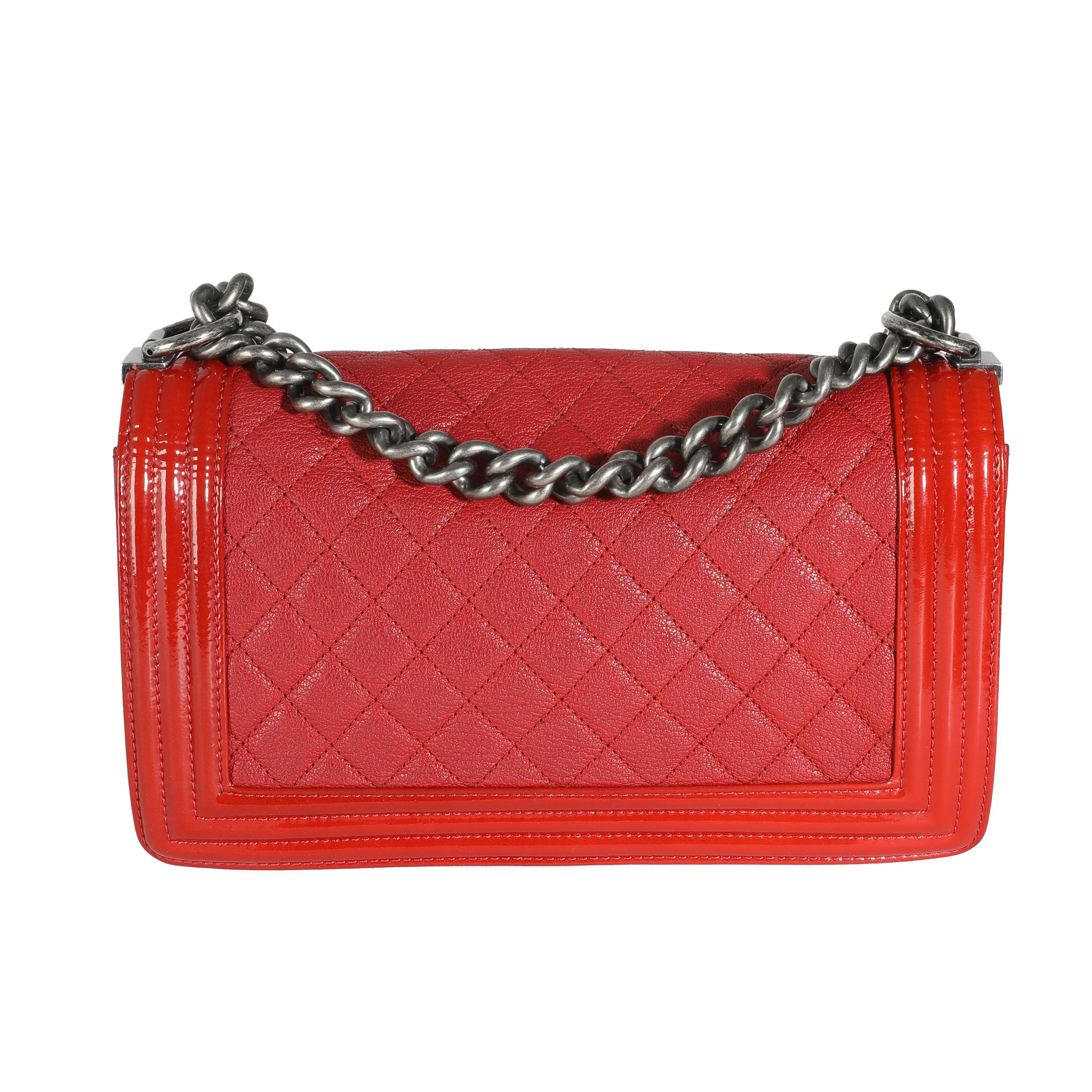 Red Quilted Goatskin Medium Boy Bag - Image 3