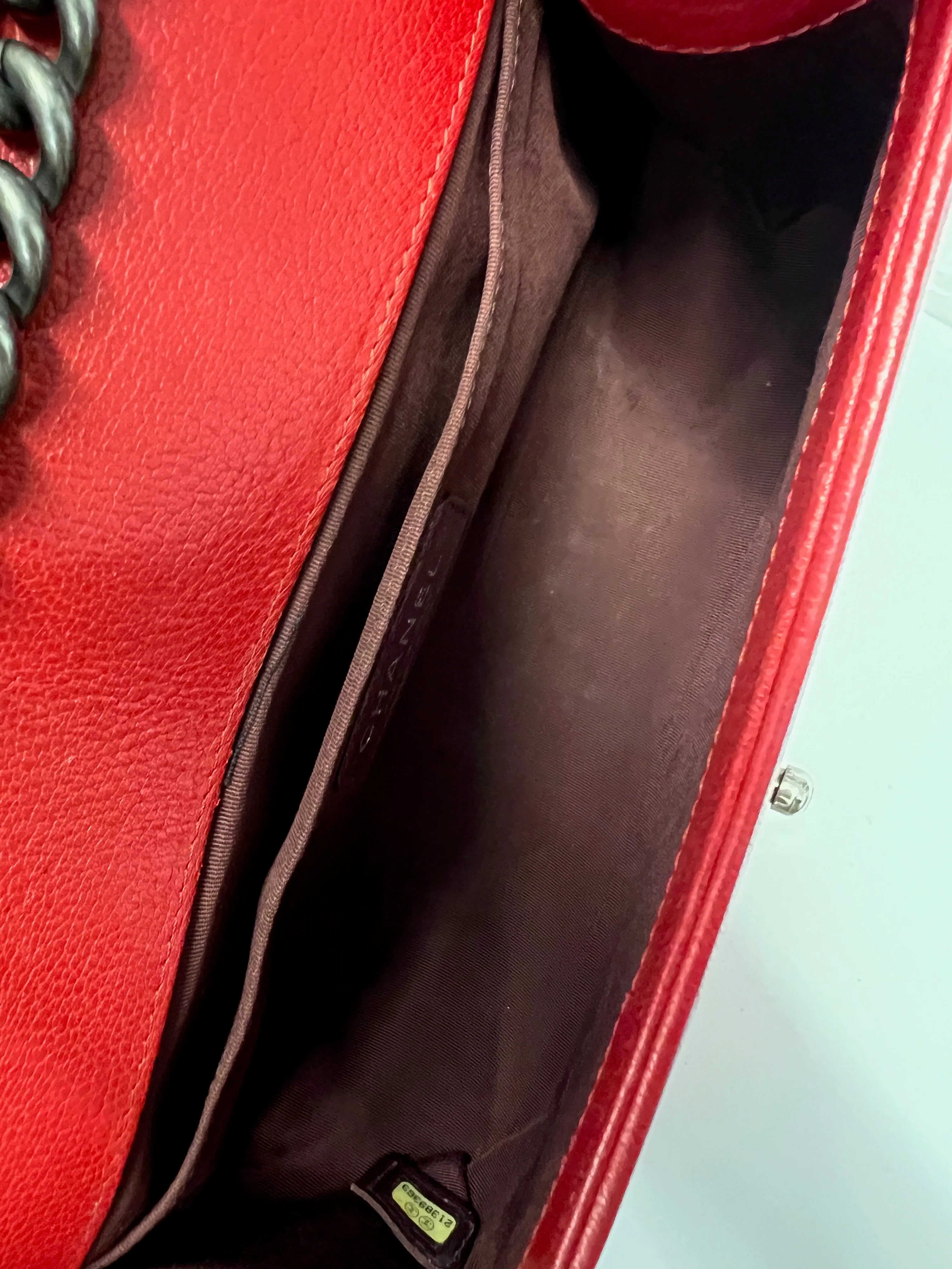 Red Quilted Goatskin Medium Boy Bag - Image 8