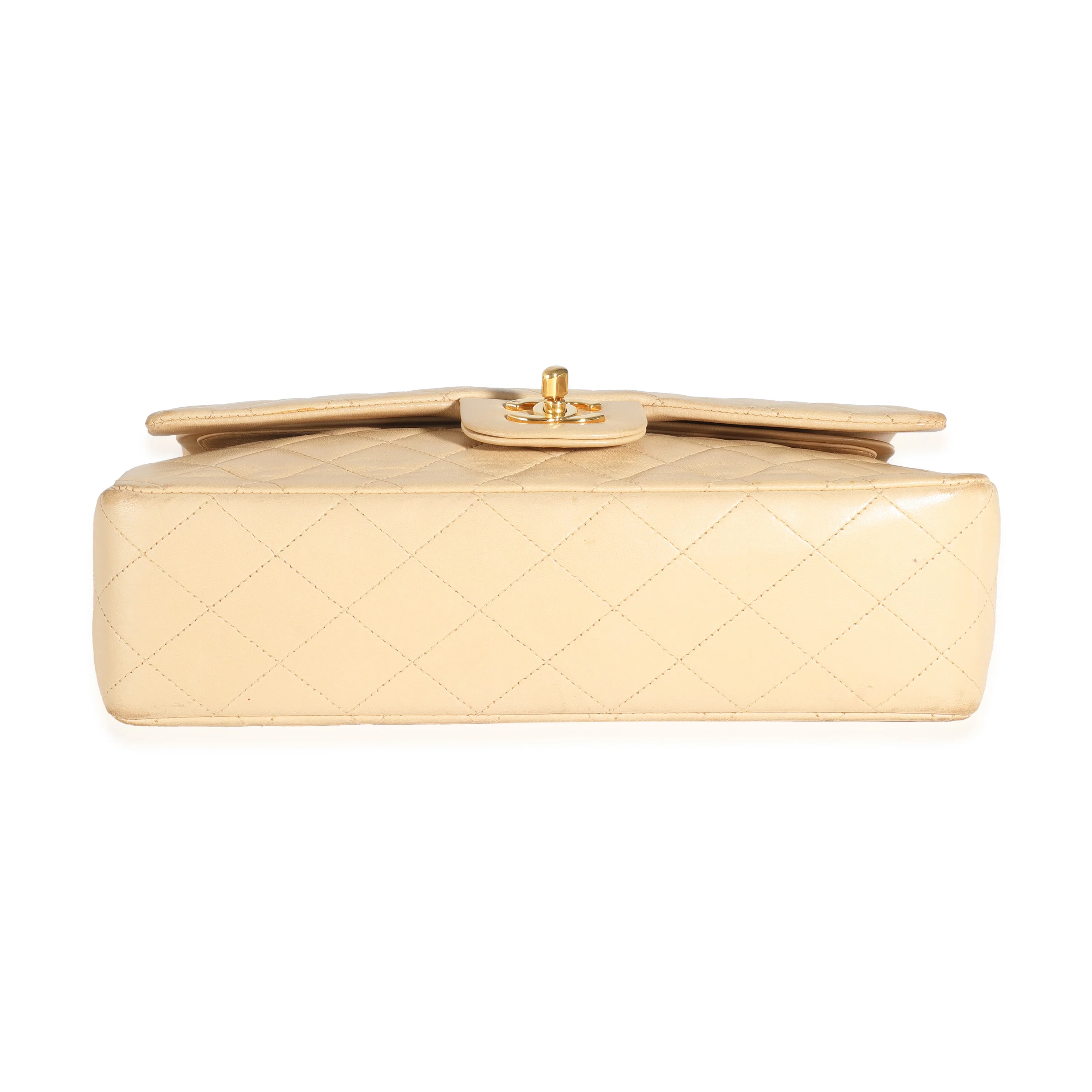 Vintage 24K Beige Quilted Lambskin Medium Classic Double Flap Bag - Image 5