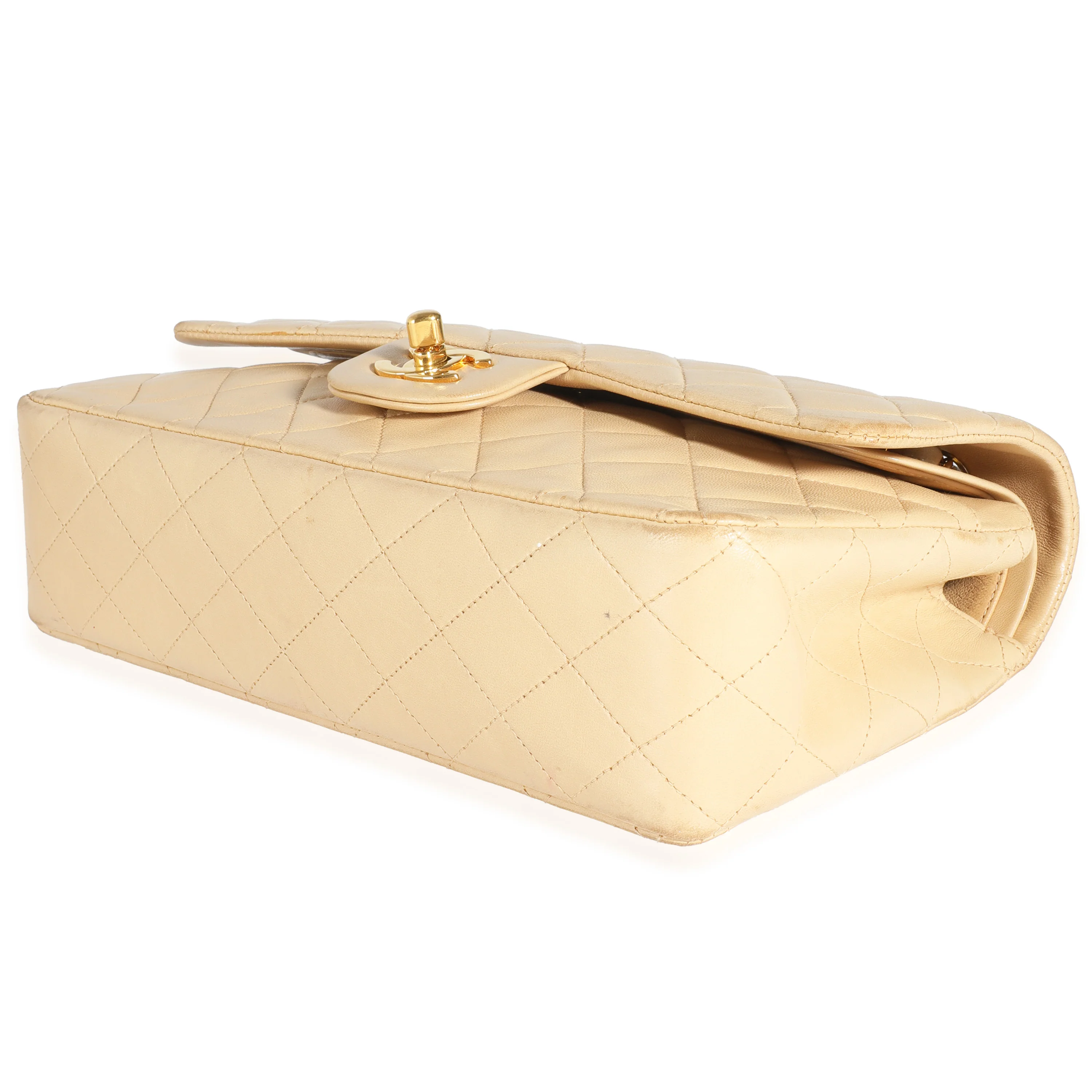 Vintage 24K Beige Quilted Lambskin Medium Classic Double Flap Bag - Image 7