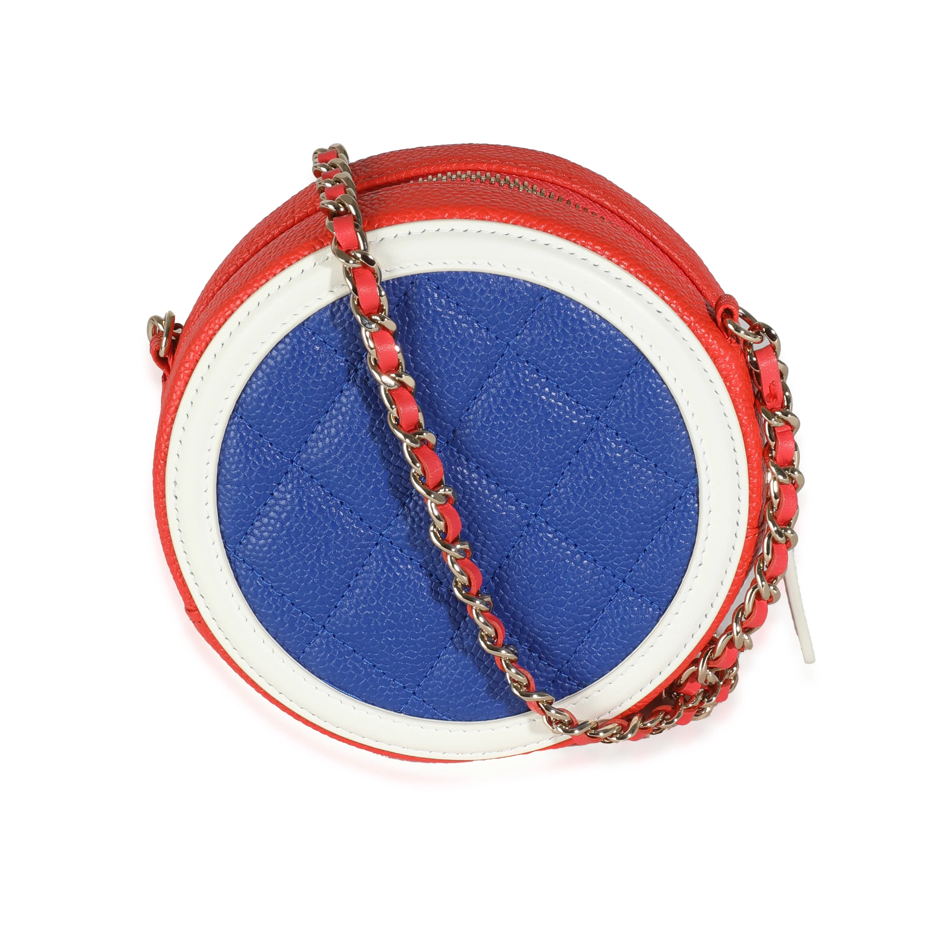 Multicolor Quilted Caviar Round Filigree Handbag With Chain - Image 5