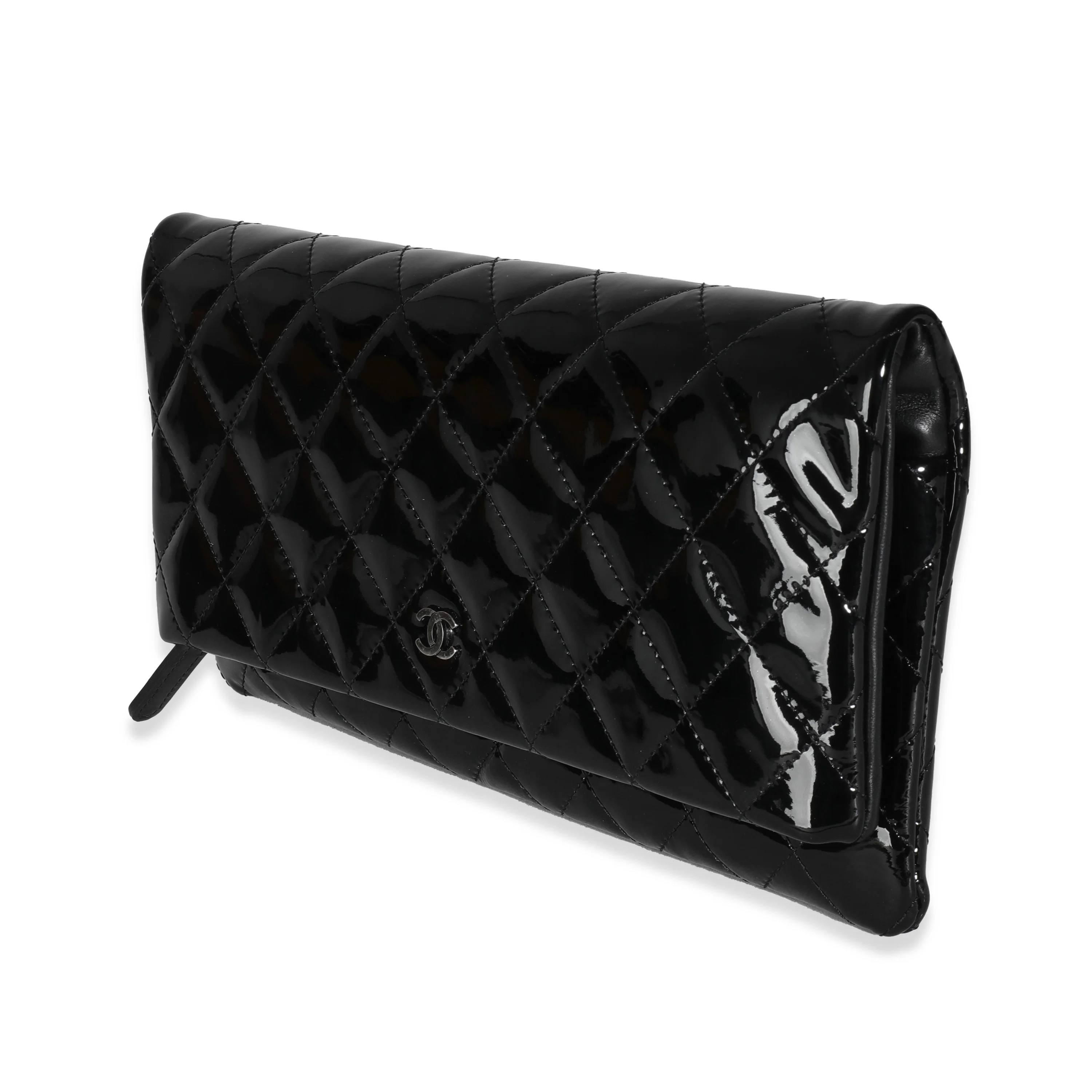 14B Black Quilted Patent Beauty CC Flap Clutch - Image 2