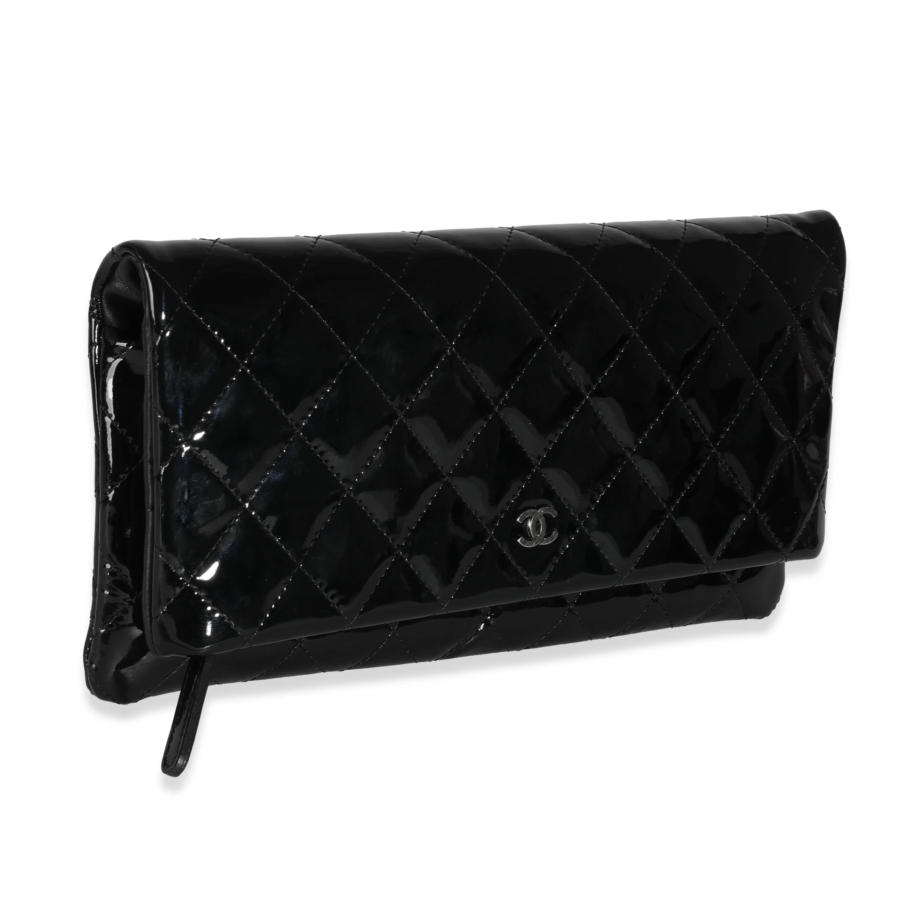 14B Black Quilted Patent Beauty CC Flap Clutch - Image 3