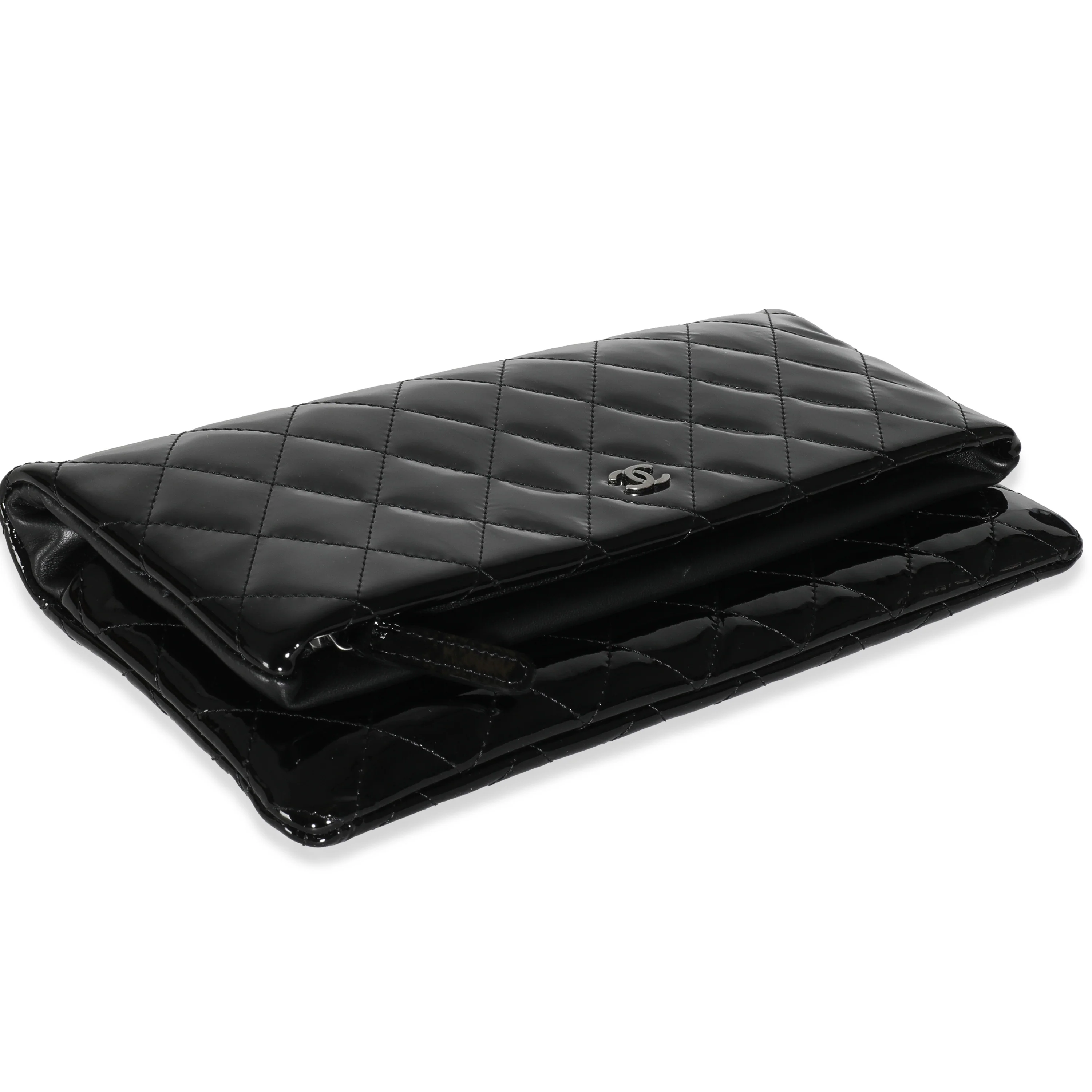 14B Black Quilted Patent Beauty CC Flap Clutch - Image 6