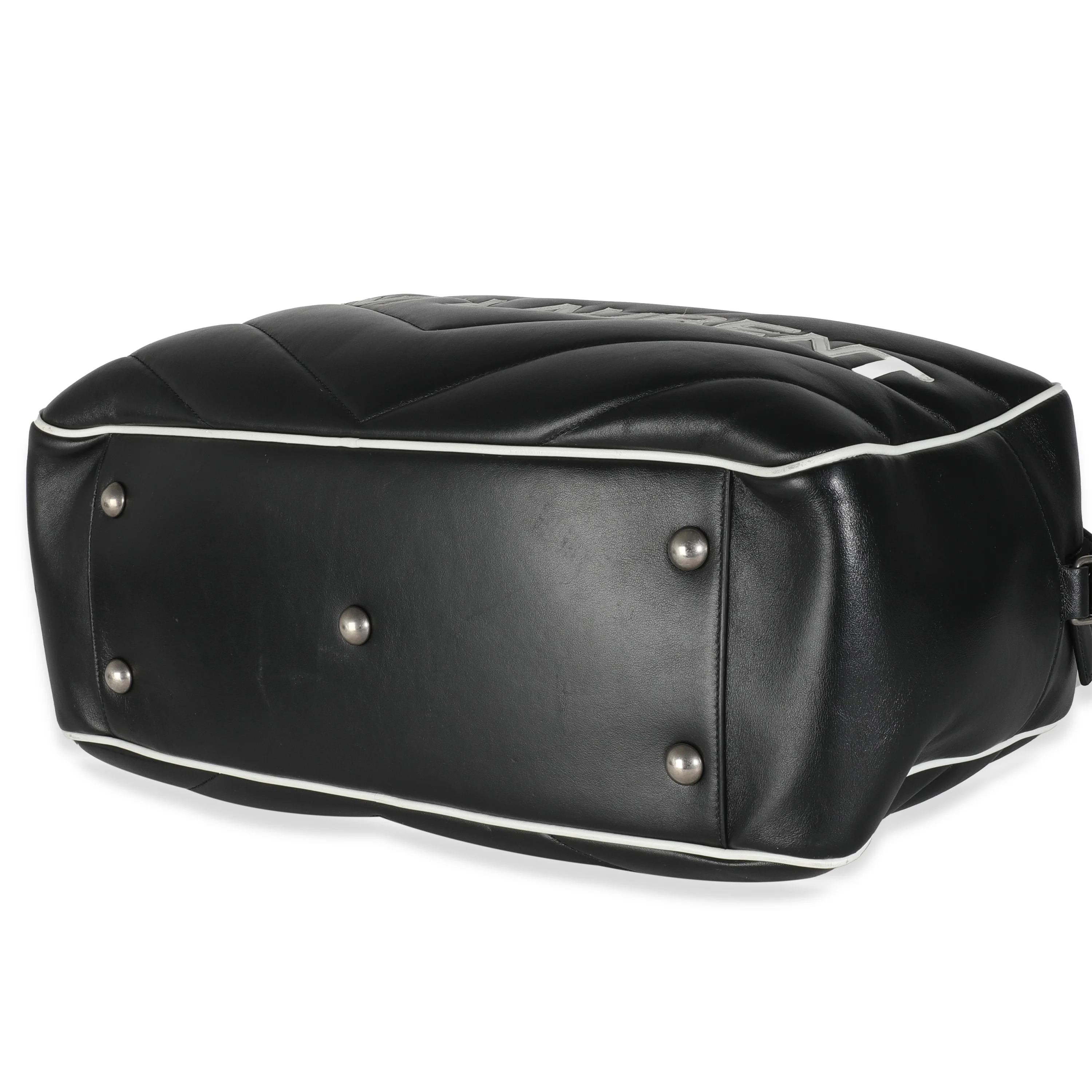 Black Calfskin Medium Miles Logo Bowler Duffle Bag - Image 6