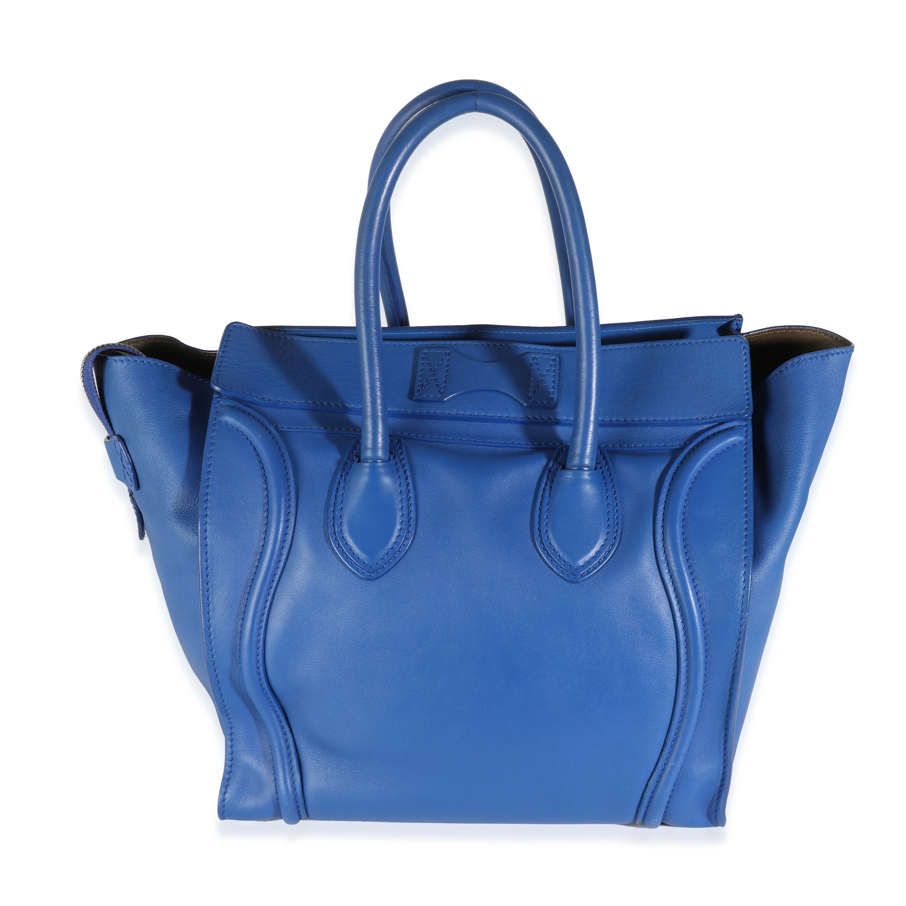 Blue Smooth Calfskin Mini Luggage Tote - Image 4
