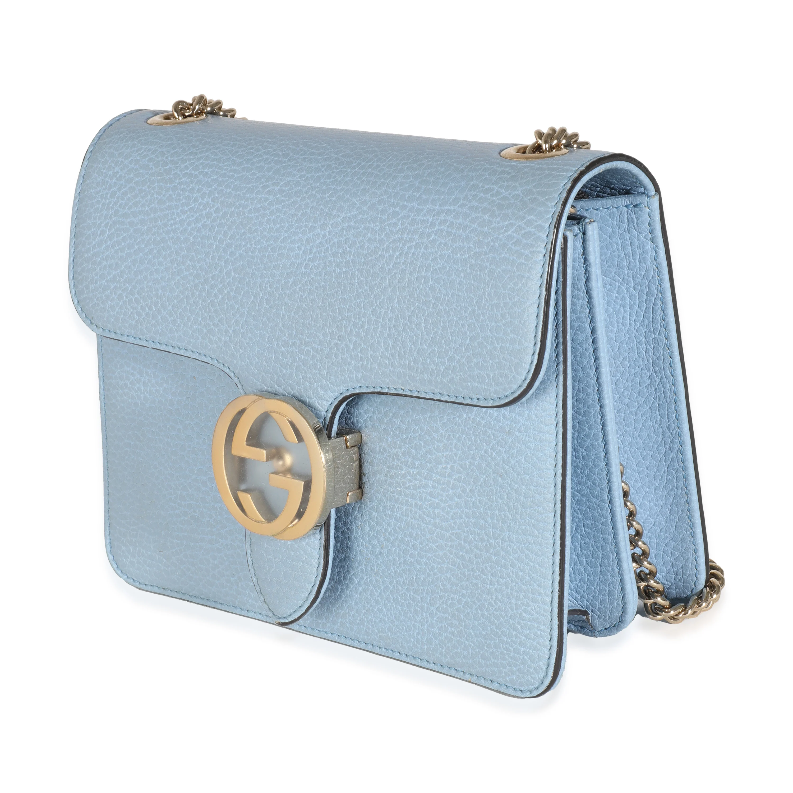 Mineral Blue Dollar Calfskin Small Interlocking G Shoulder Bag - Image 2