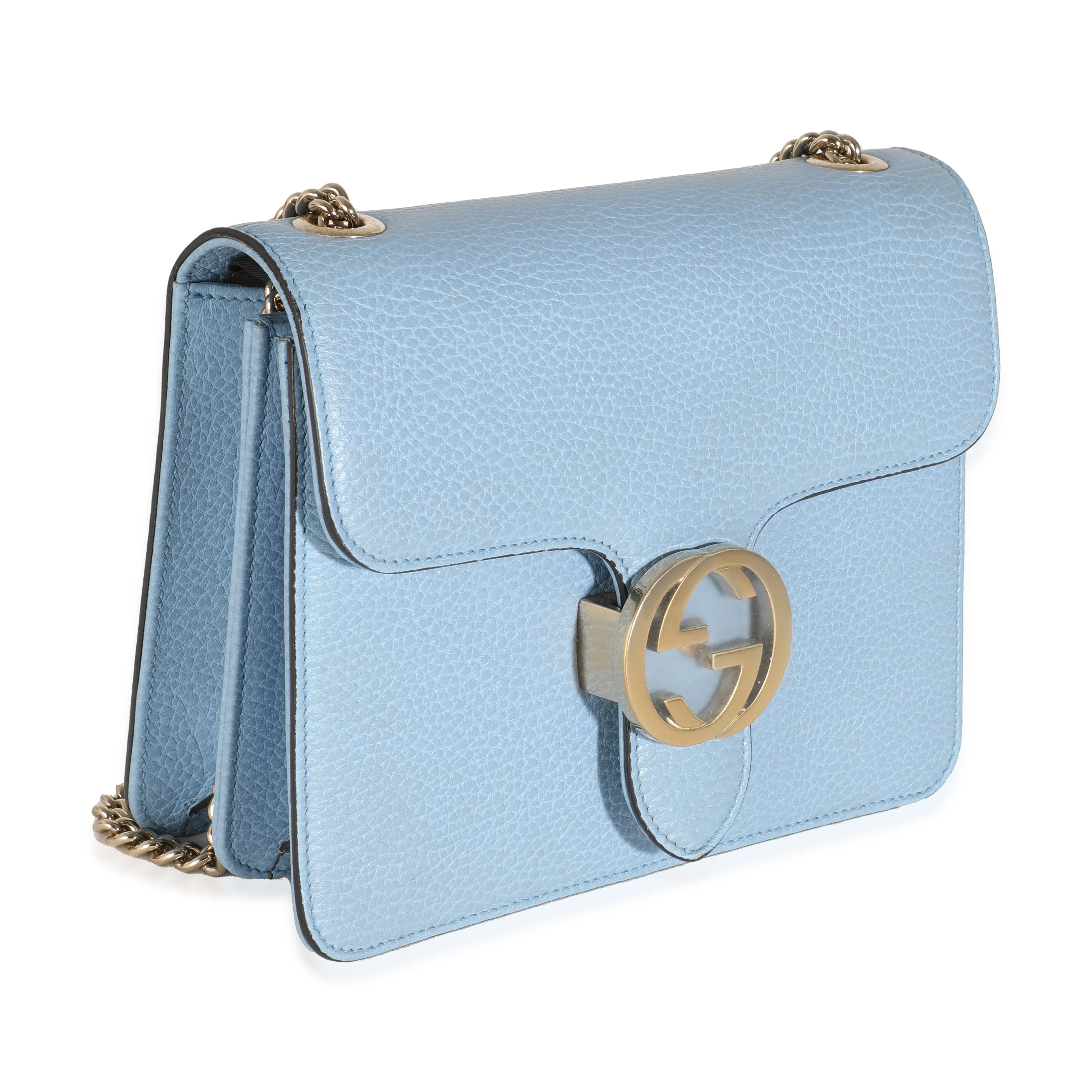 Mineral Blue Dollar Calfskin Small Interlocking G Shoulder Bag - Image 3