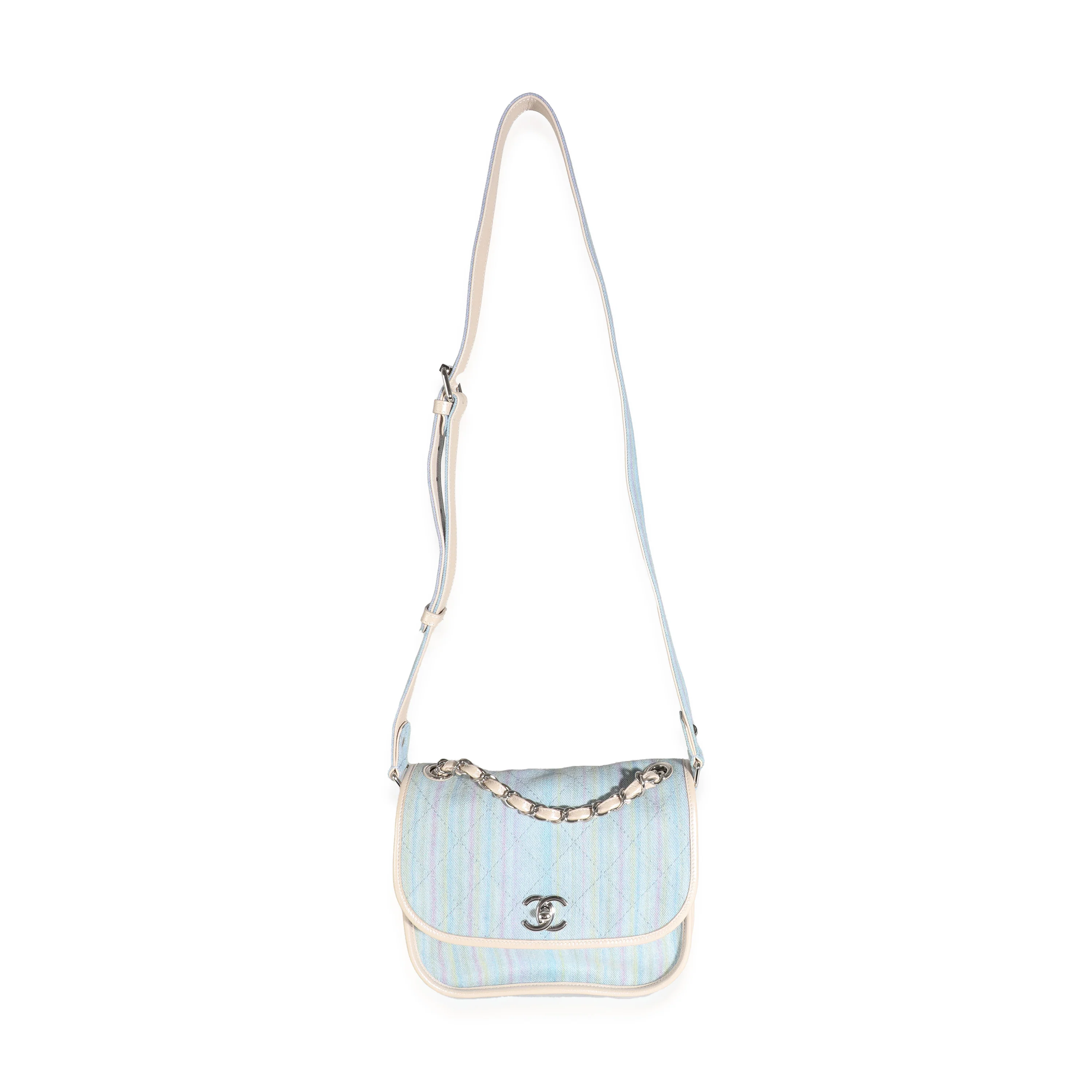 Light Blue Striped Denim Small Jungle Stroll Messenger - Image 4