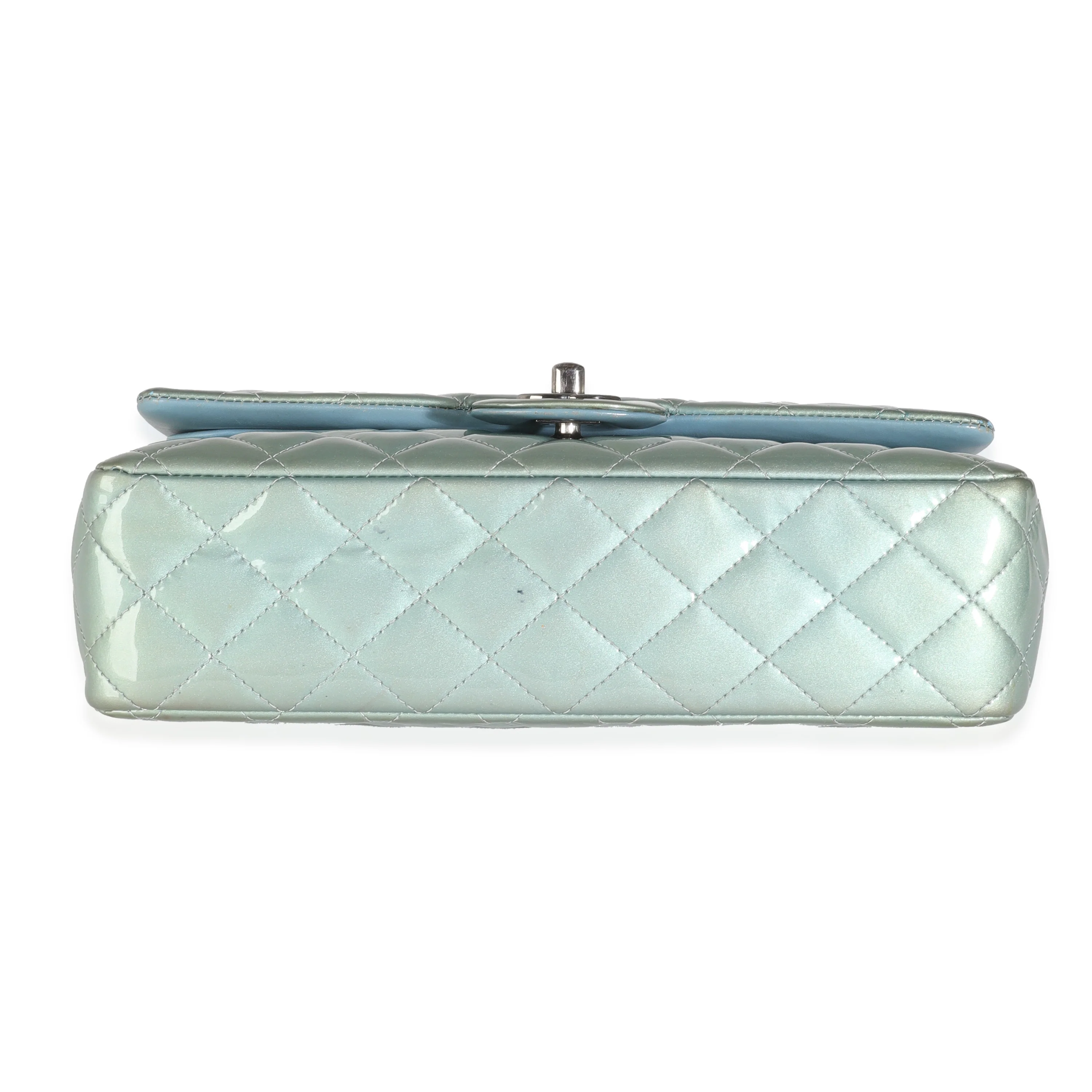 Green Quilted Patent Medium Classic Double Flap Bag - Image 8