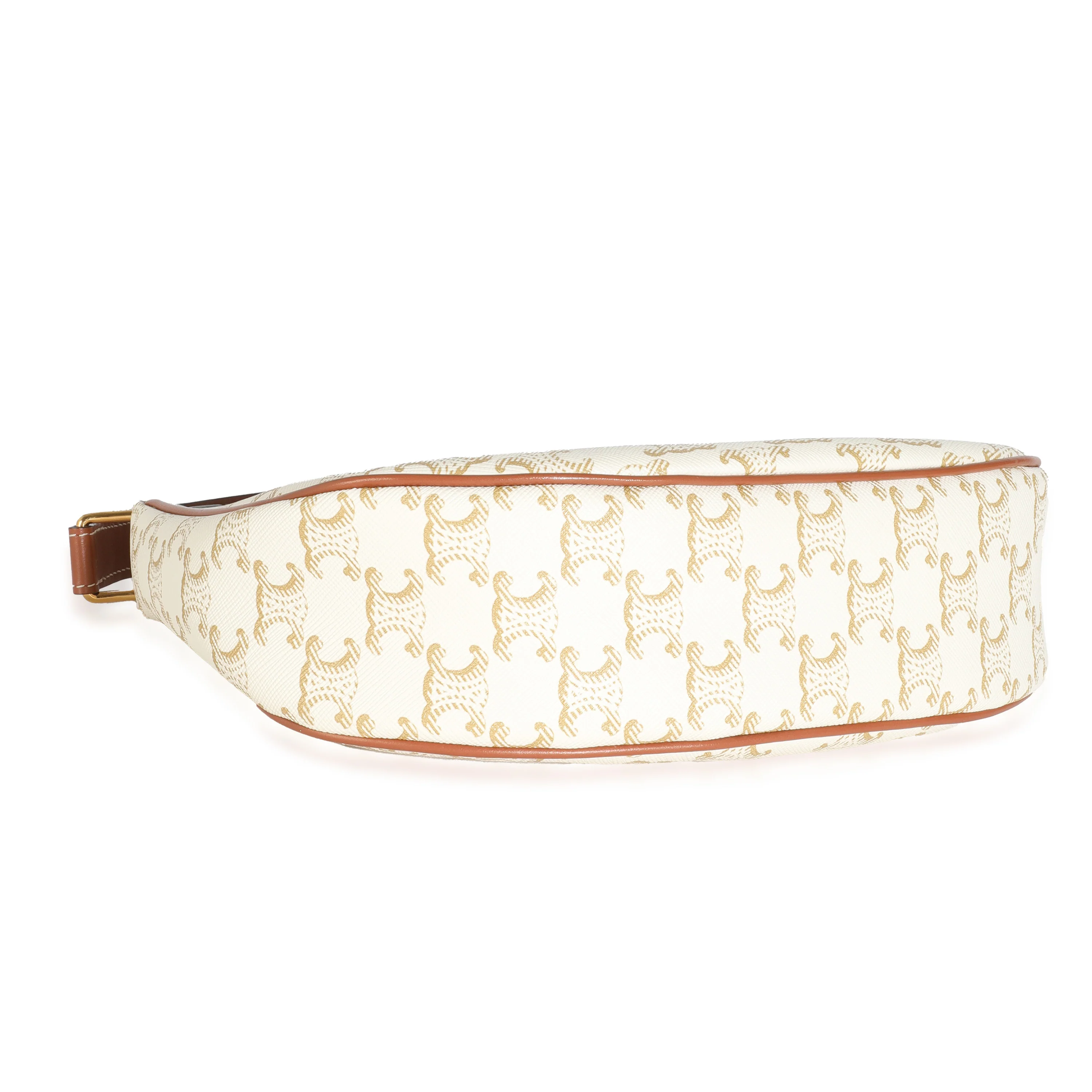 Tan Calfskin White Triomphe Canvas Ava Hobo - Image 7