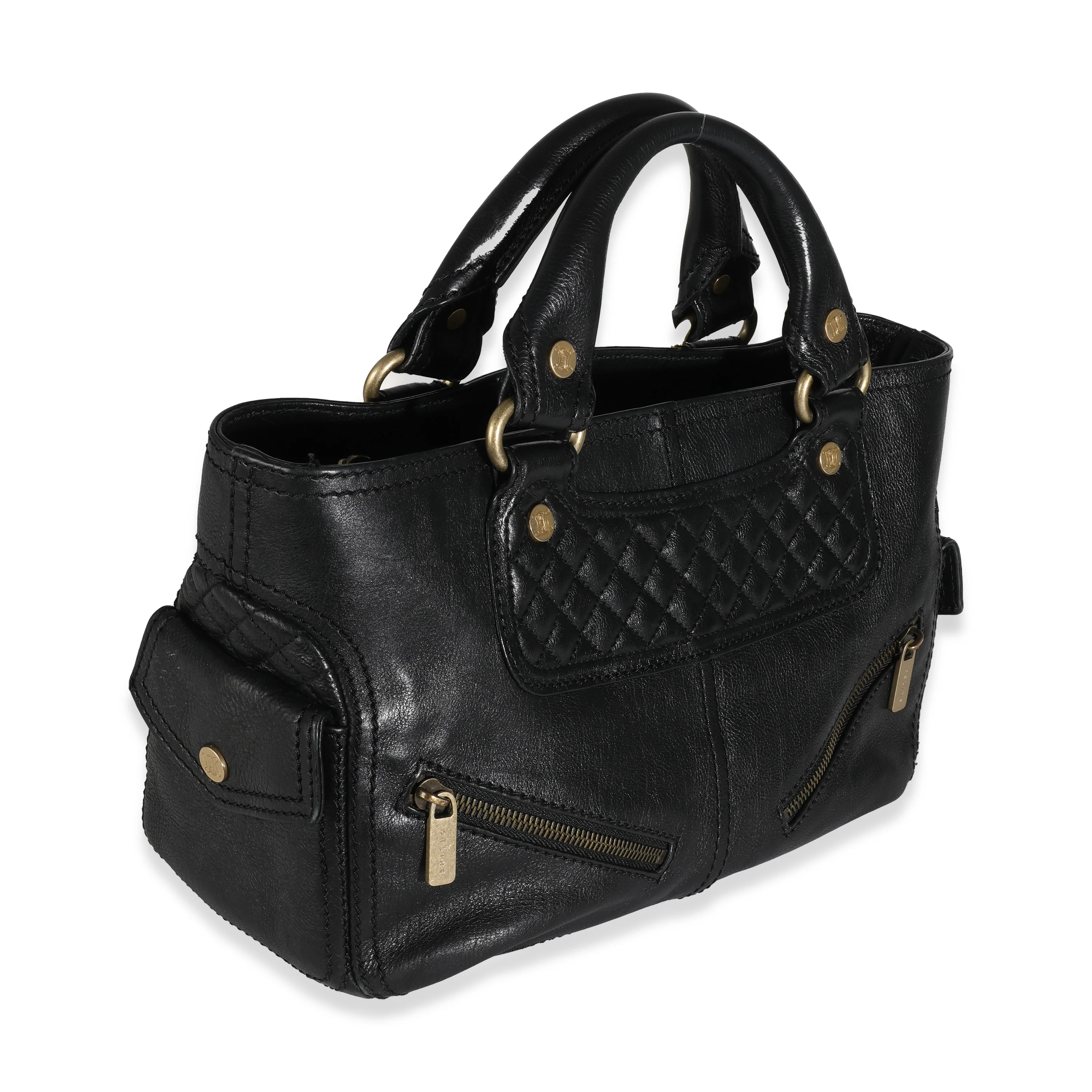 Vintage Black Leather Front Pocket Boogie Bag - Image 3