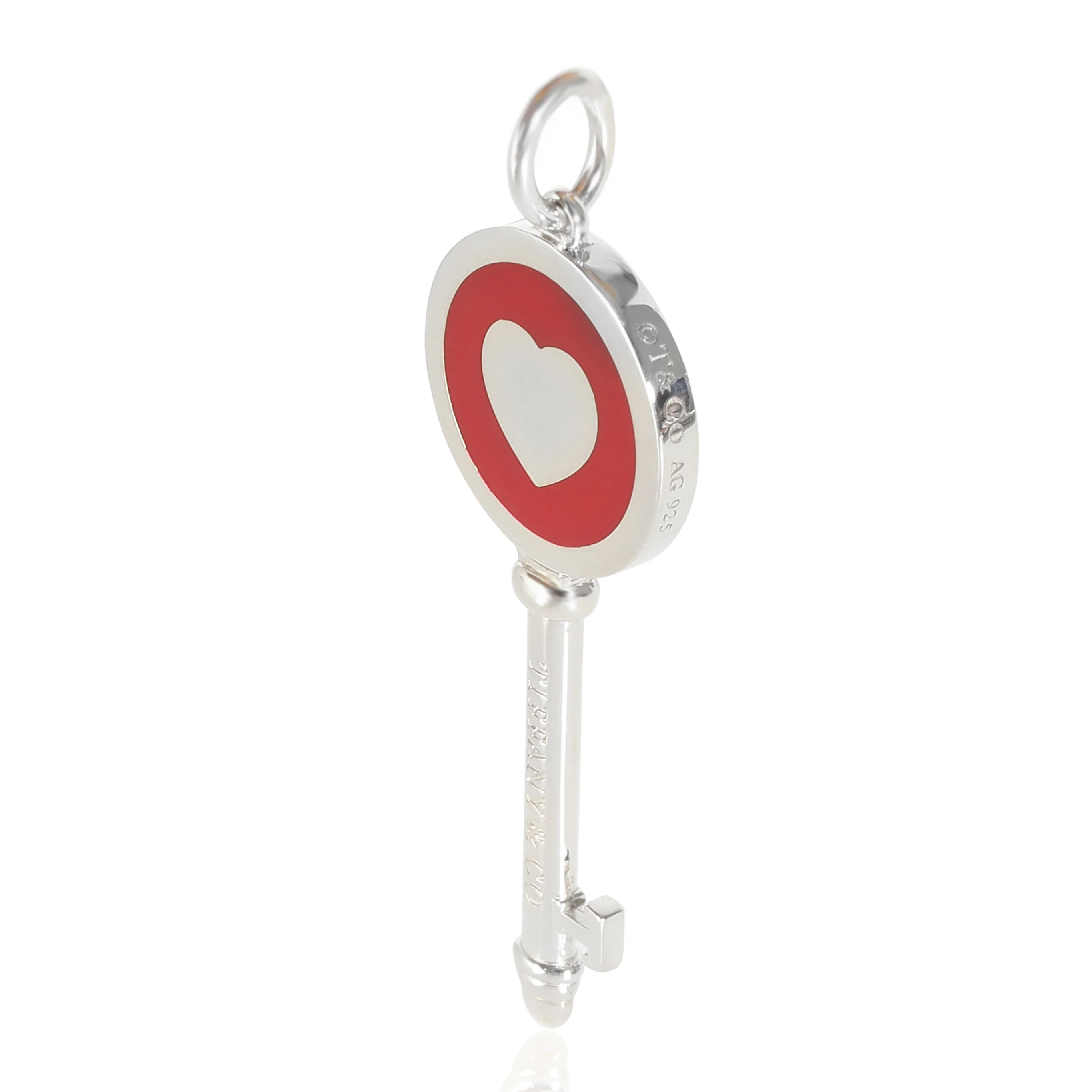 Key Pendant With Red Enamel Heart in Sterling Silver - Image 2