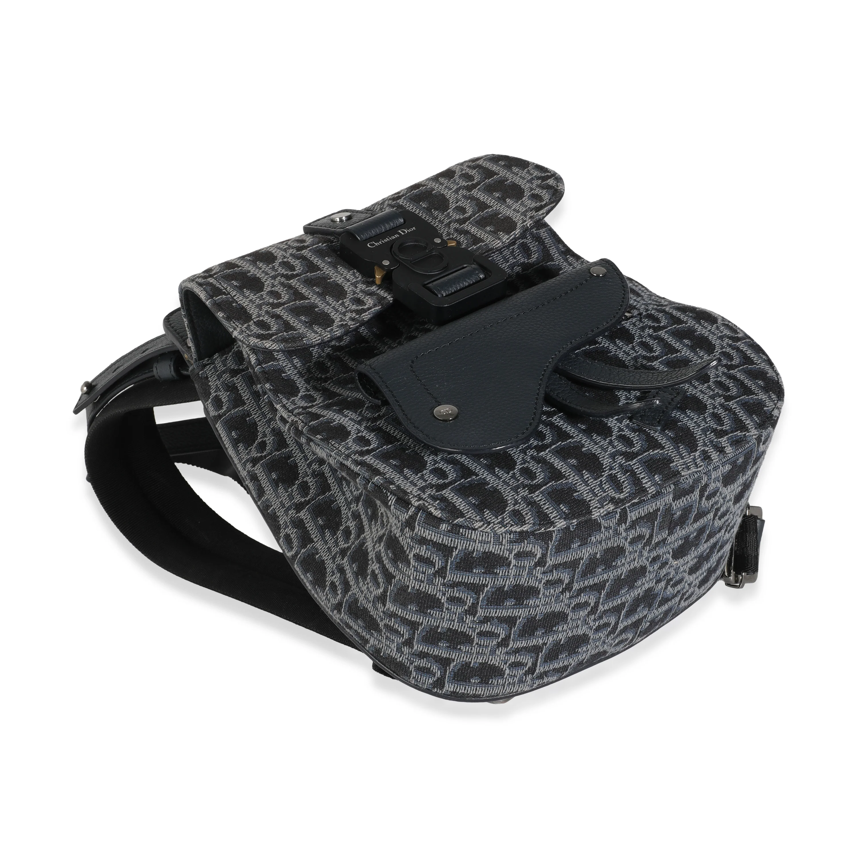 Dior Homme Navy Blue Oblique Calfskin Mini Saddle Backpack - Image 6