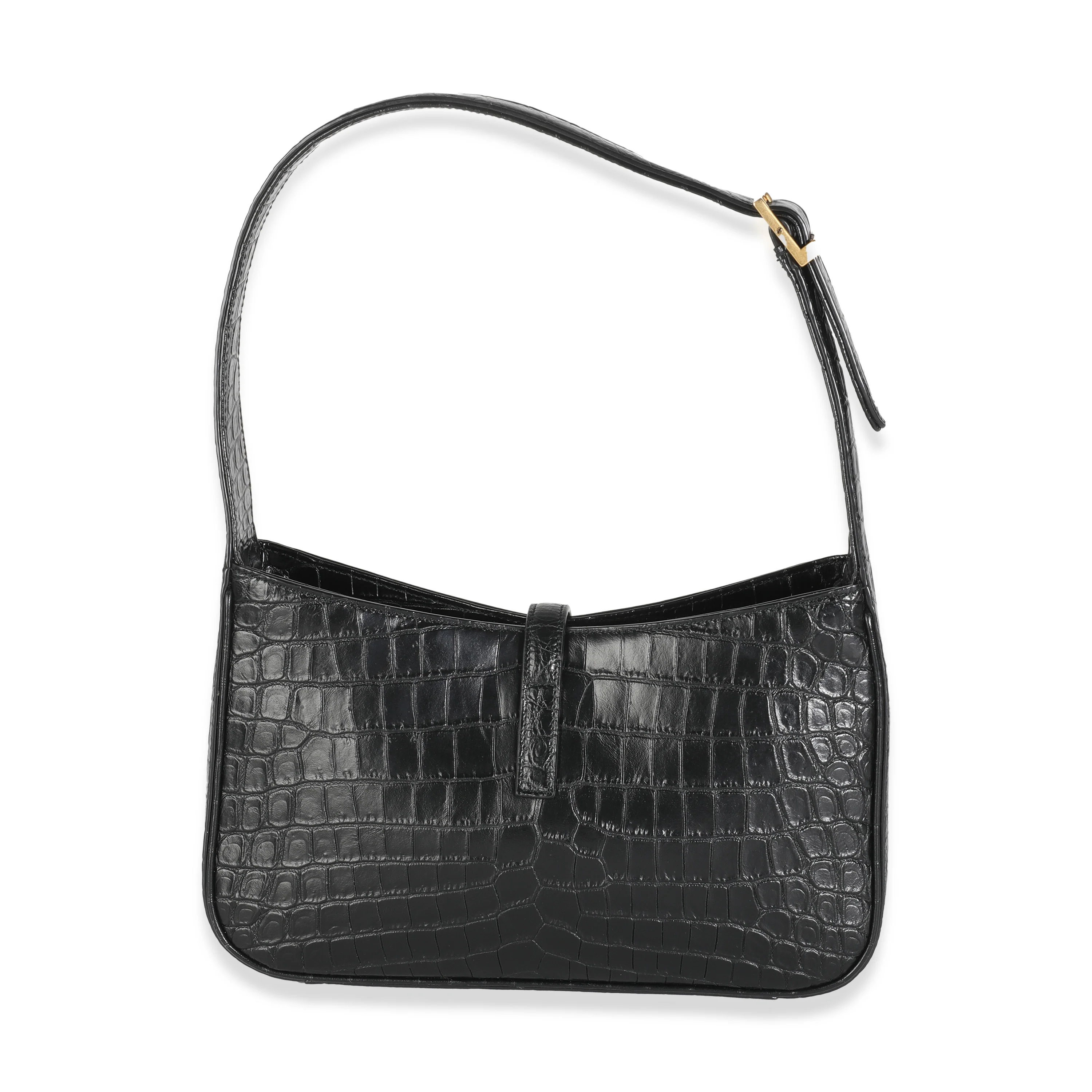 Black Crocodile Embossed Le 5 à 7 Hobo - Image 4