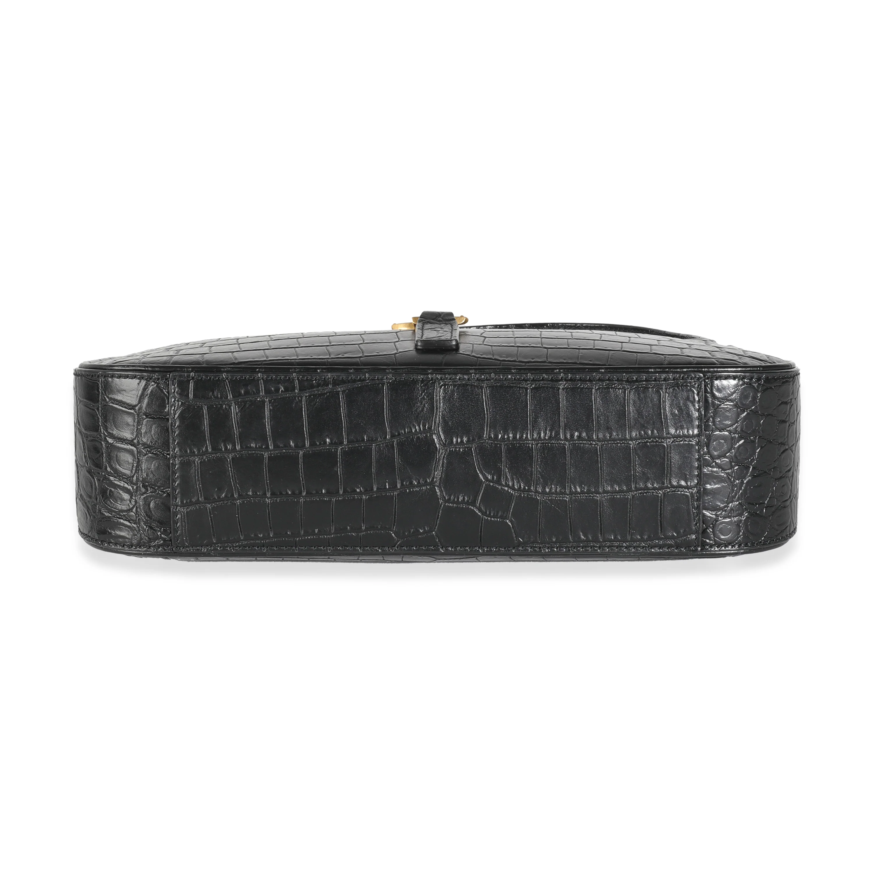 Black Crocodile Embossed Le 5 à 7 Hobo - Image 5