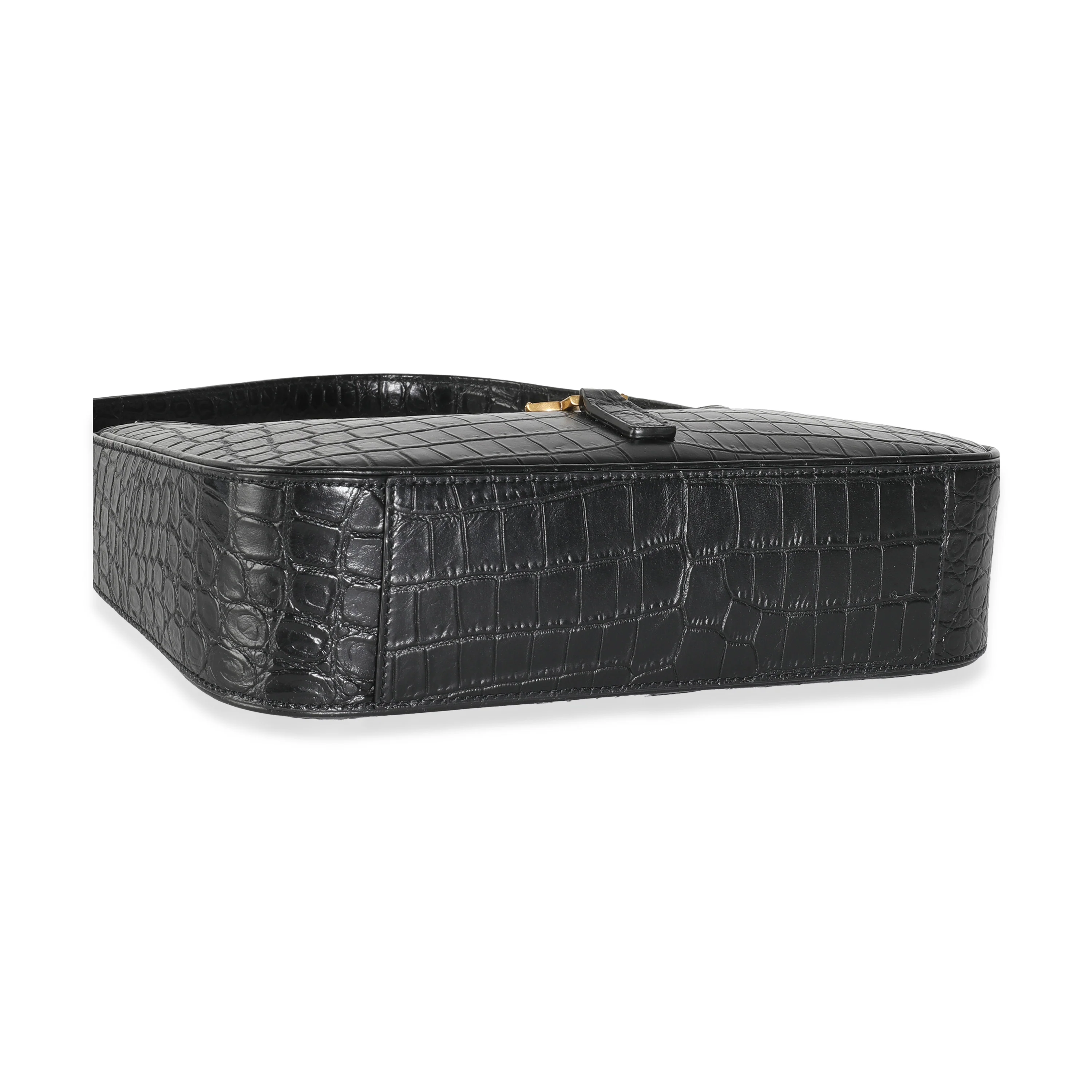 Black Crocodile Embossed Le 5 à 7 Hobo - Image 6