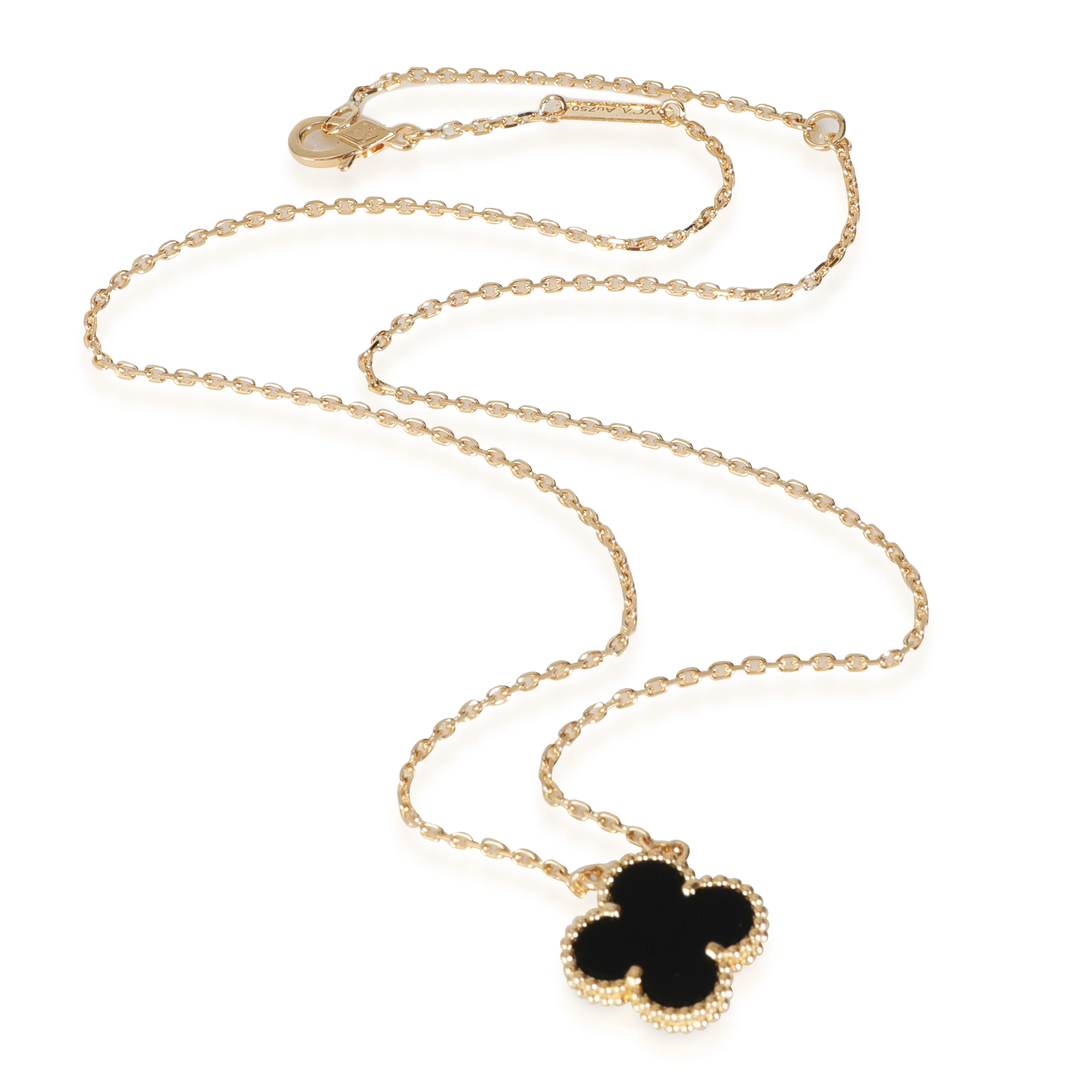 Alhambra Onyx Pendant Necklace in 18k Yellow Gold - Image 2