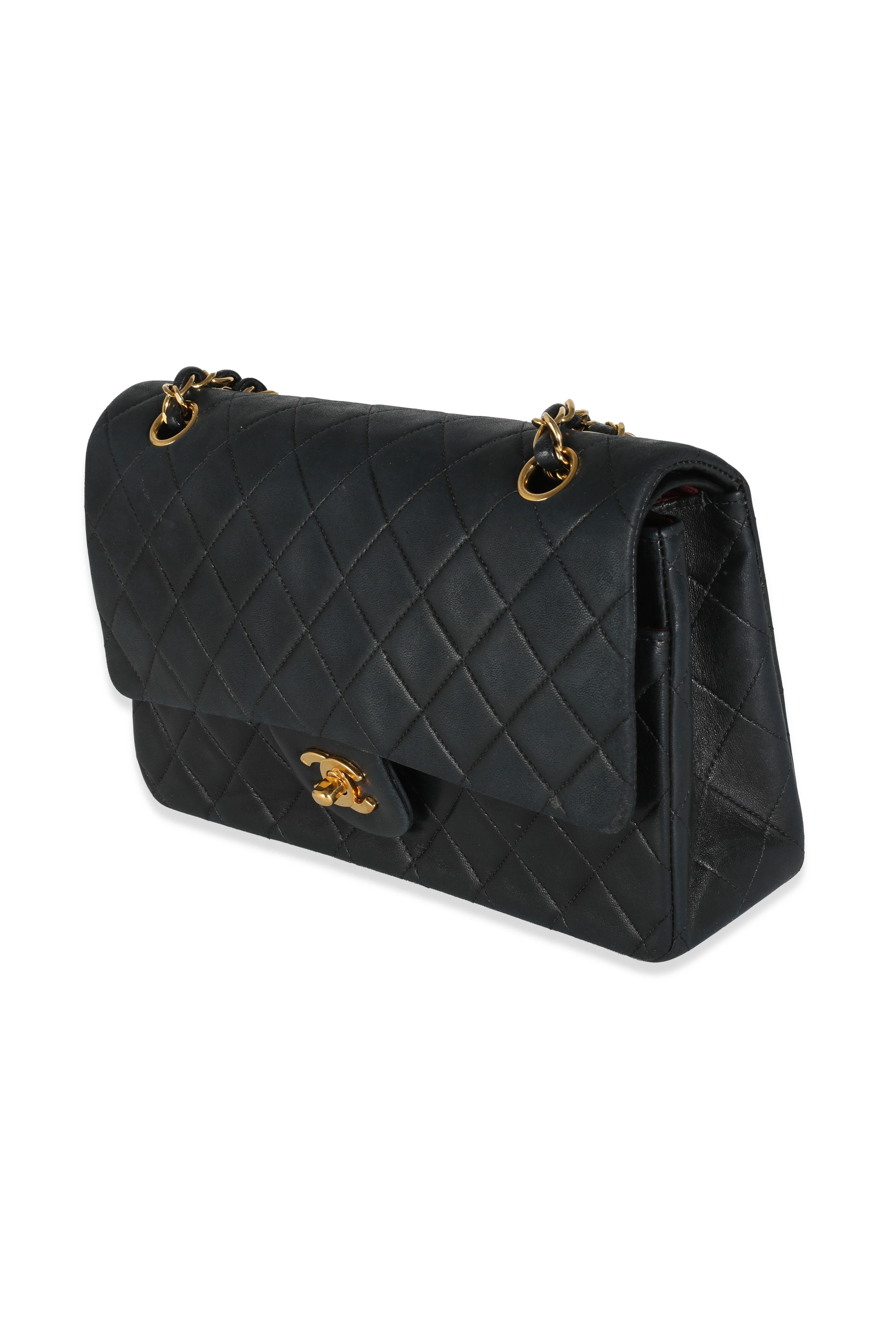 Vintage 24K Black Quilted Lambskin Medium Classic Double Flap Bag - Image 2
