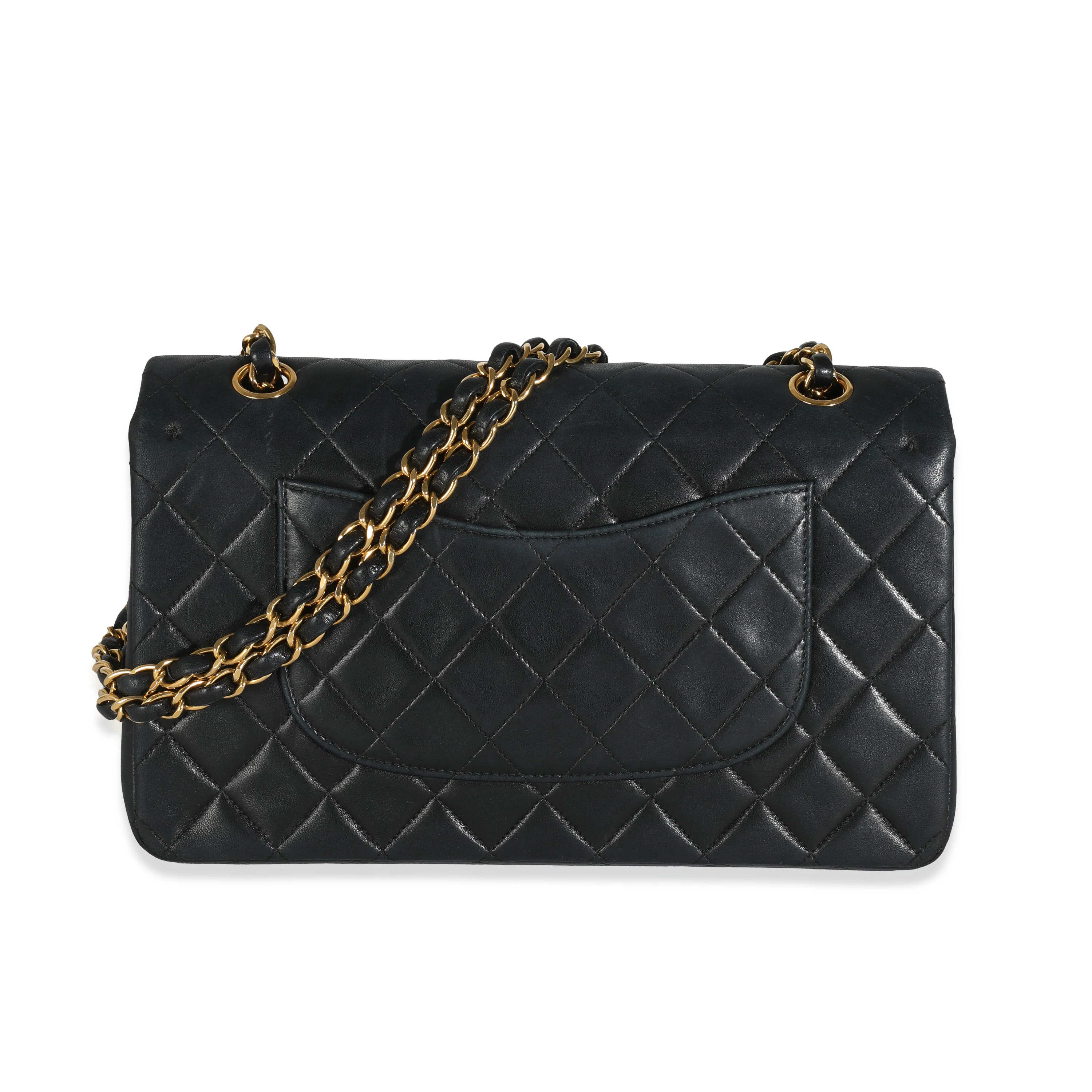 Vintage 24K Black Quilted Lambskin Medium Classic Double Flap Bag - Image 4