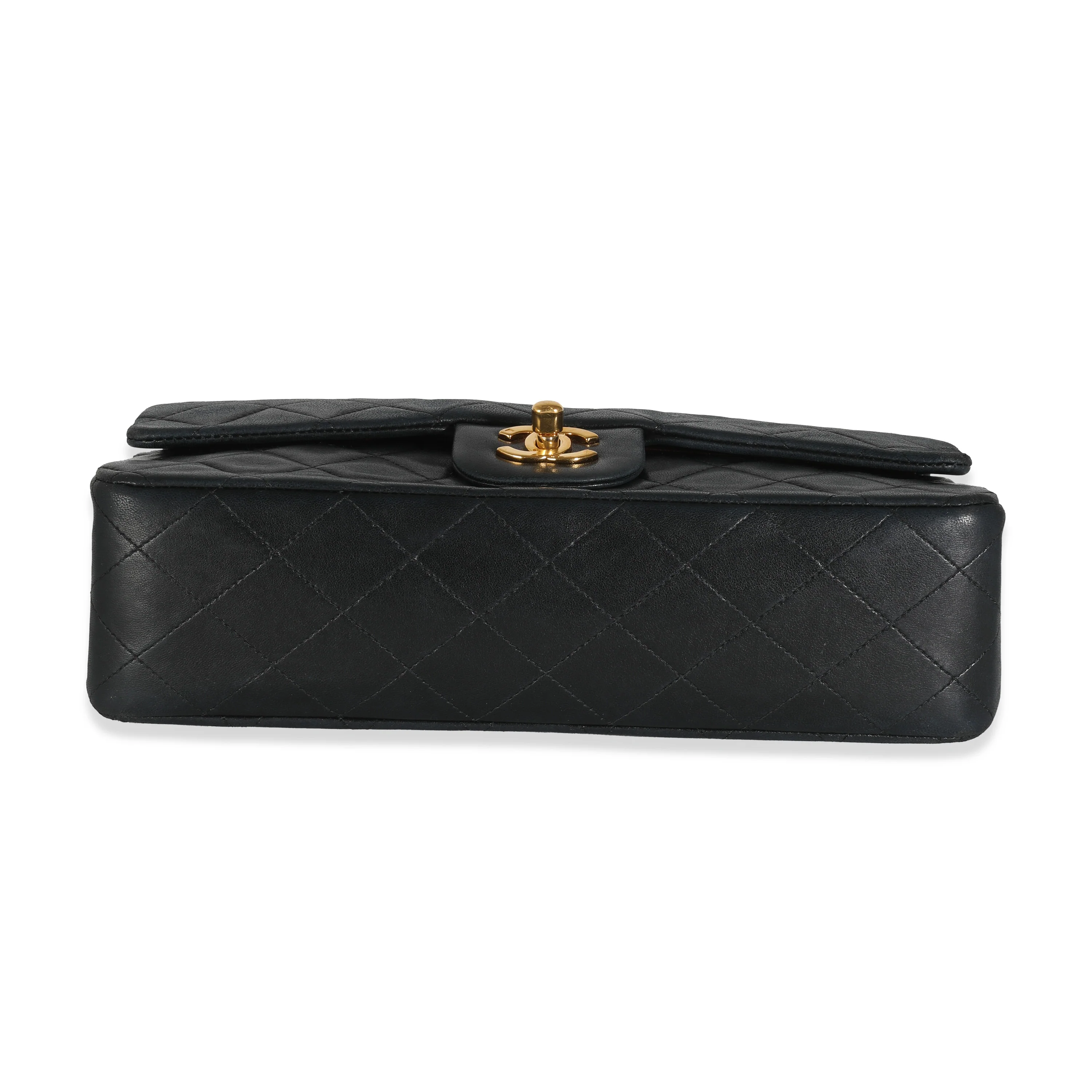 Vintage 24K Black Quilted Lambskin Medium Classic Double Flap Bag - Image 5