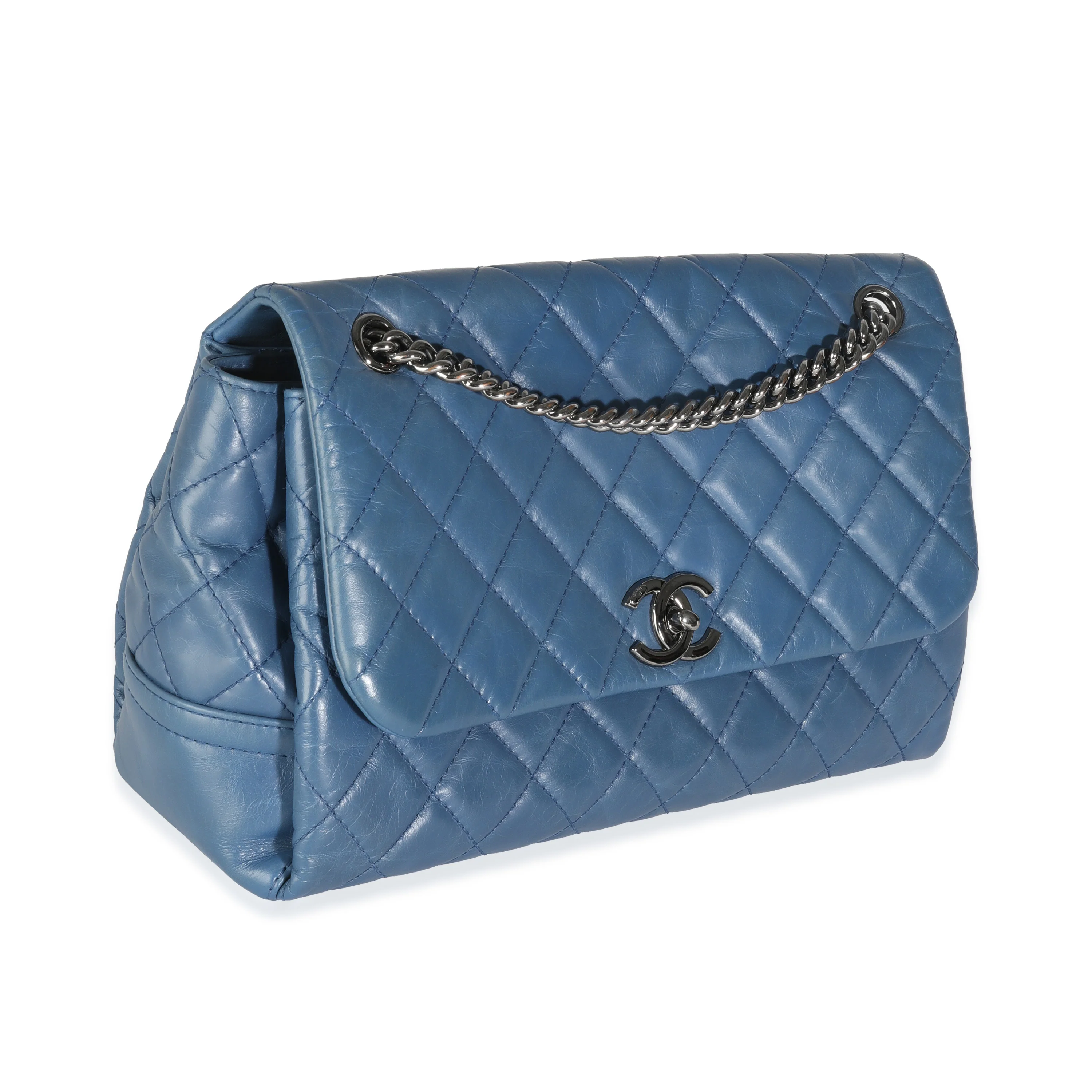 Navy Quilted Distressed Calfskin In The Business Flap Bag - Image 3
