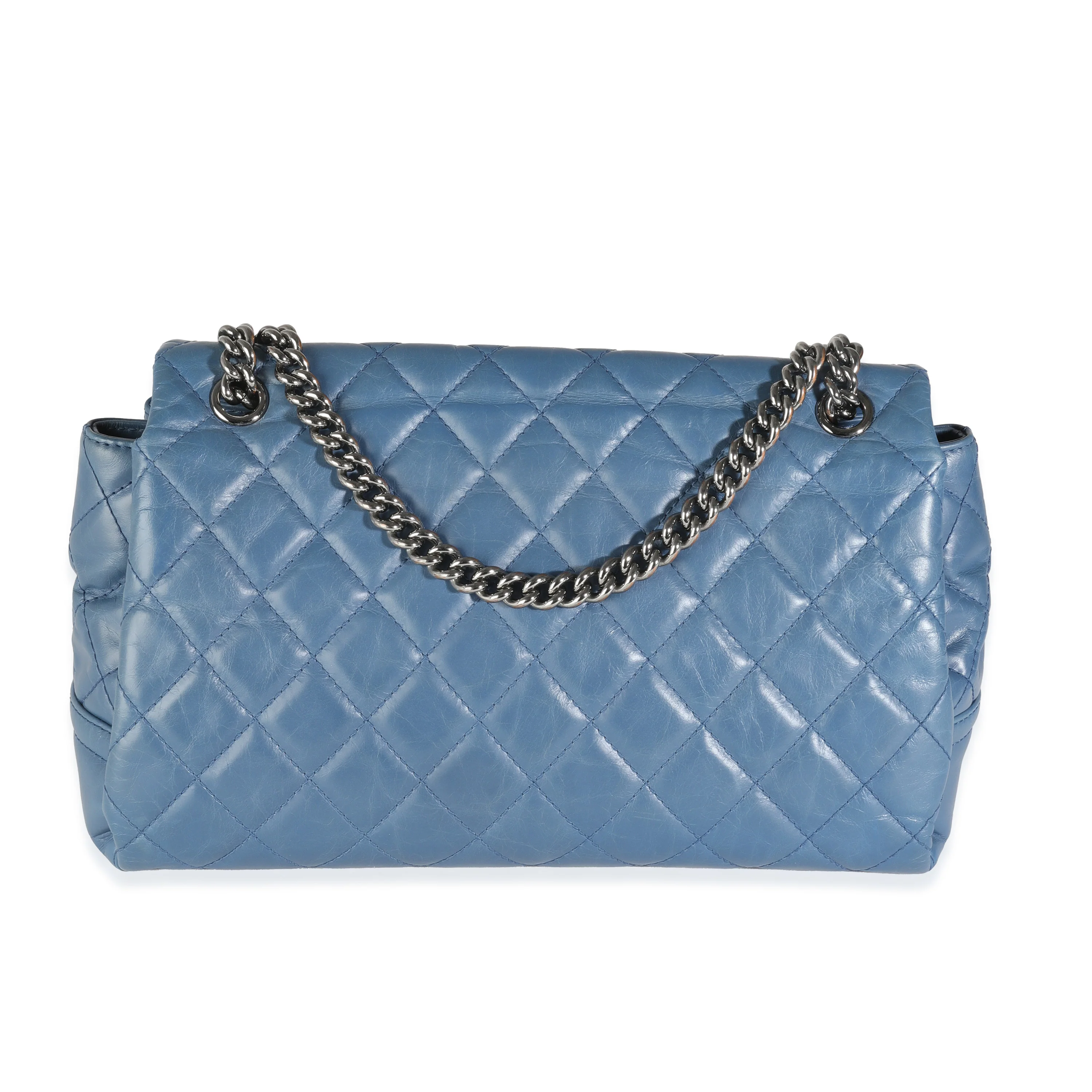 Navy Quilted Distressed Calfskin In The Business Flap Bag - Image 4