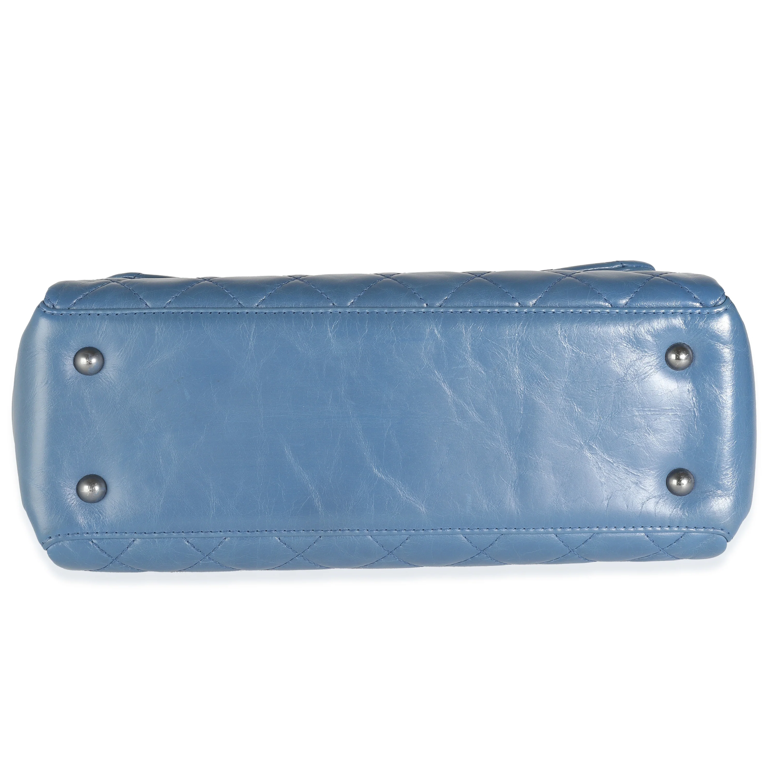 Navy Quilted Distressed Calfskin In The Business Flap Bag - Image 5