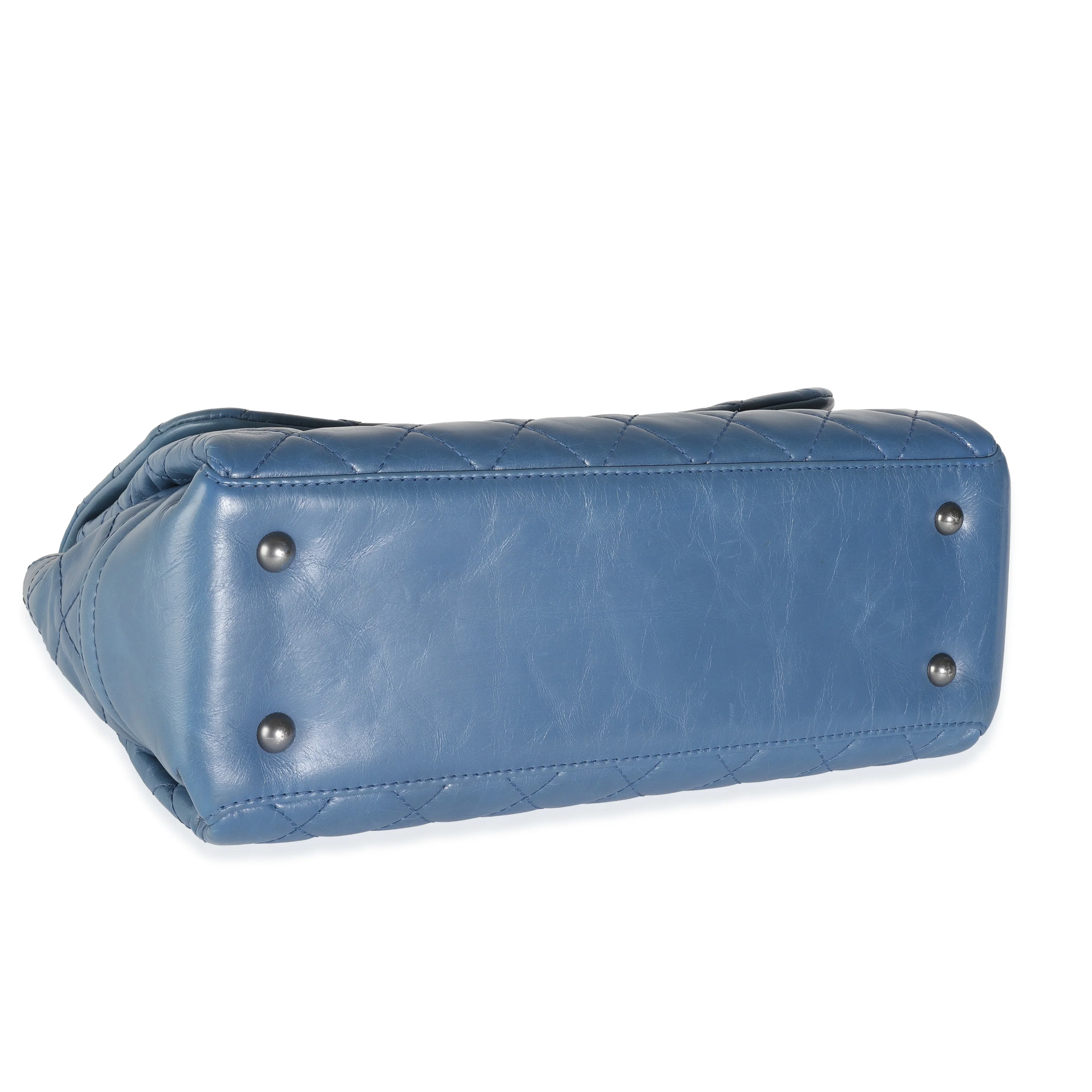 Navy Quilted Distressed Calfskin In The Business Flap Bag - Image 6