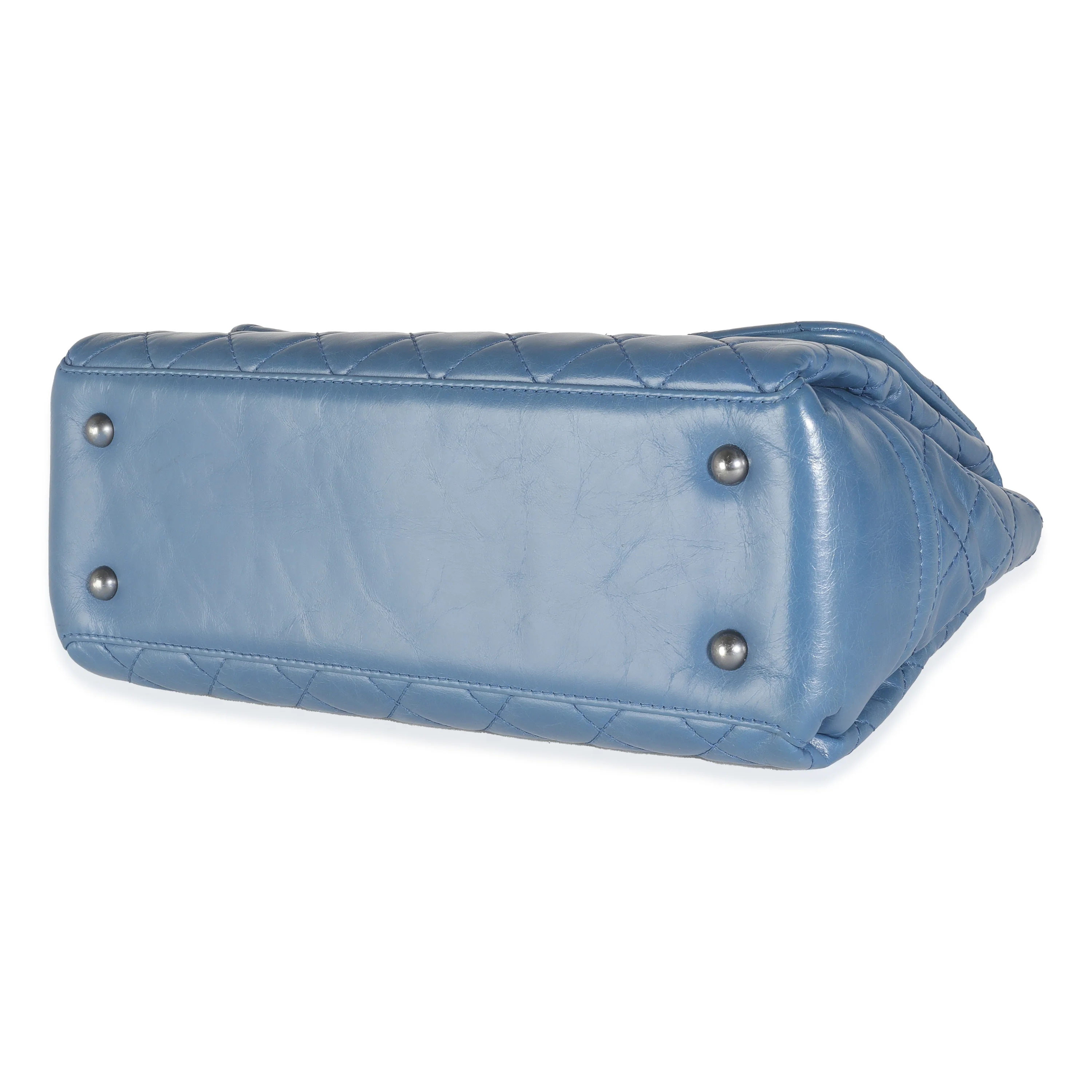 Navy Quilted Distressed Calfskin In The Business Flap Bag - Image 7