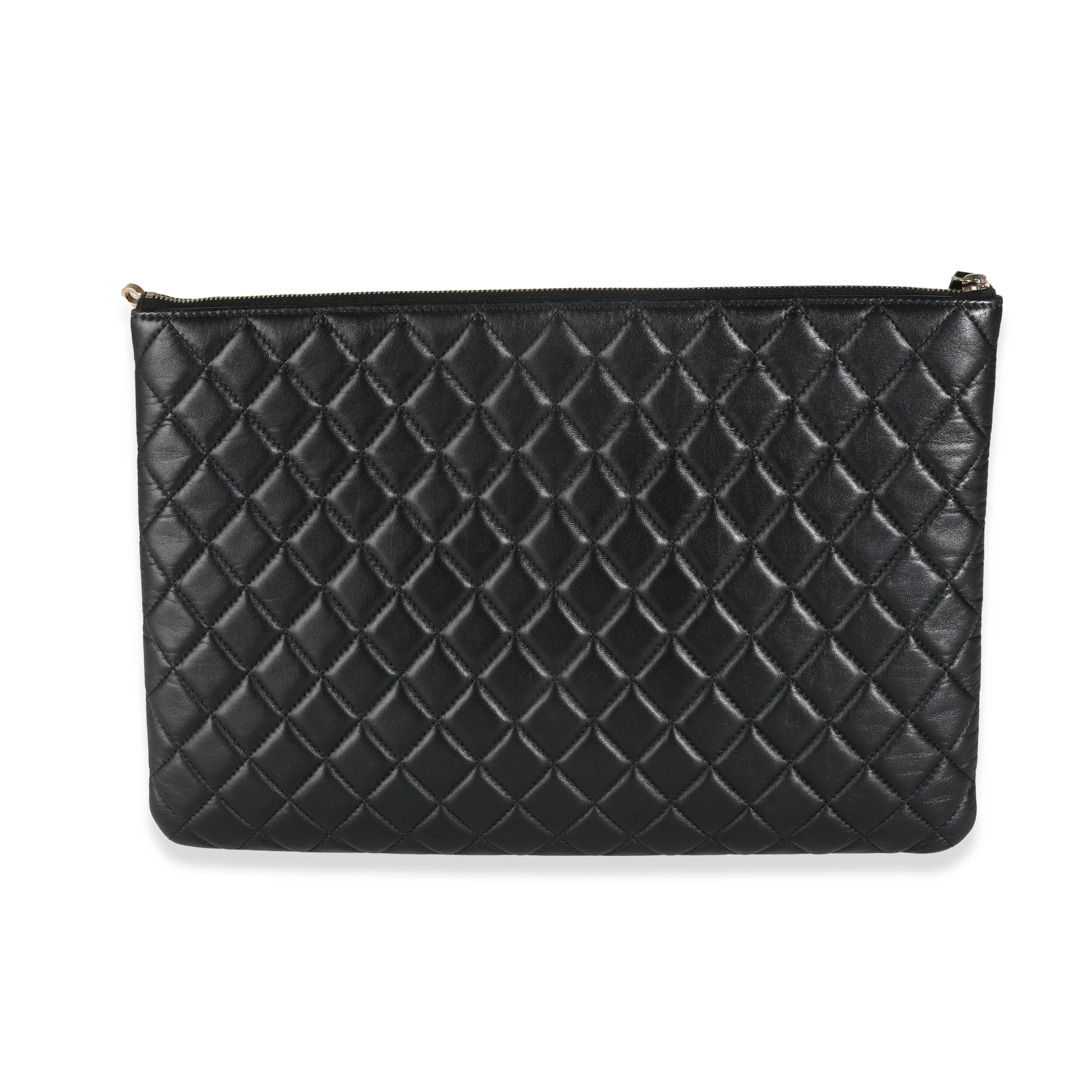 Gold Black Quilted Lambskin Large O Case - Image 4