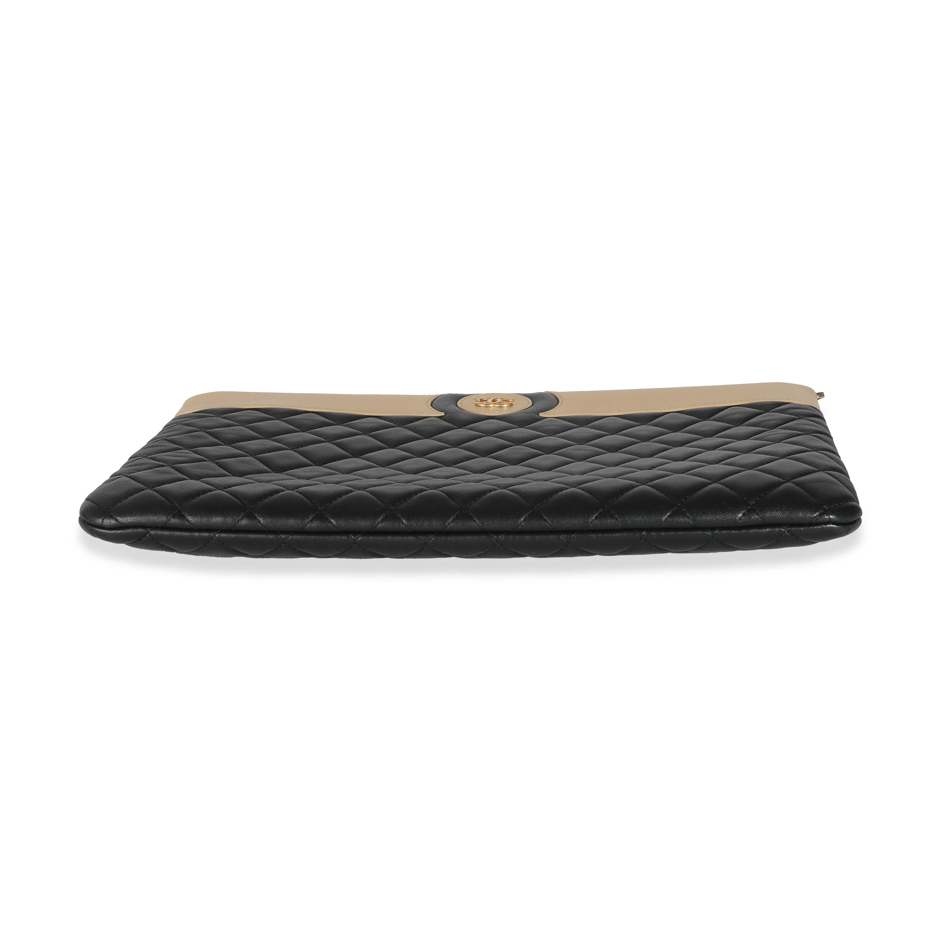 Gold Black Quilted Lambskin Large O Case - Image 5