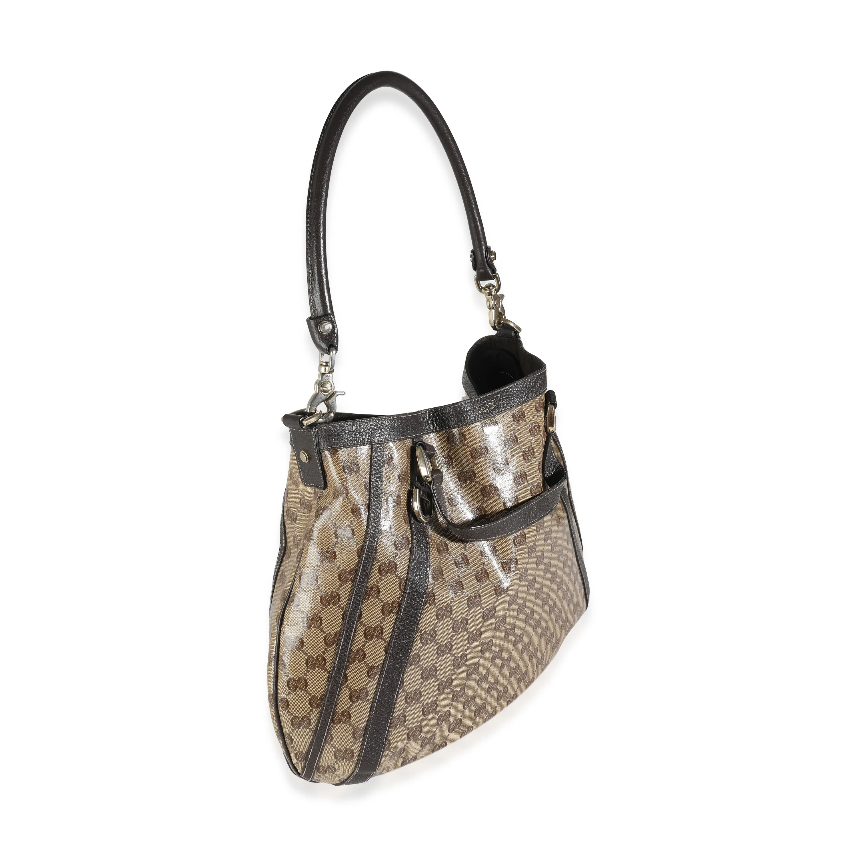 Beige Crystal GG Coated Canvas Abbey Convertible Tote - Image 3