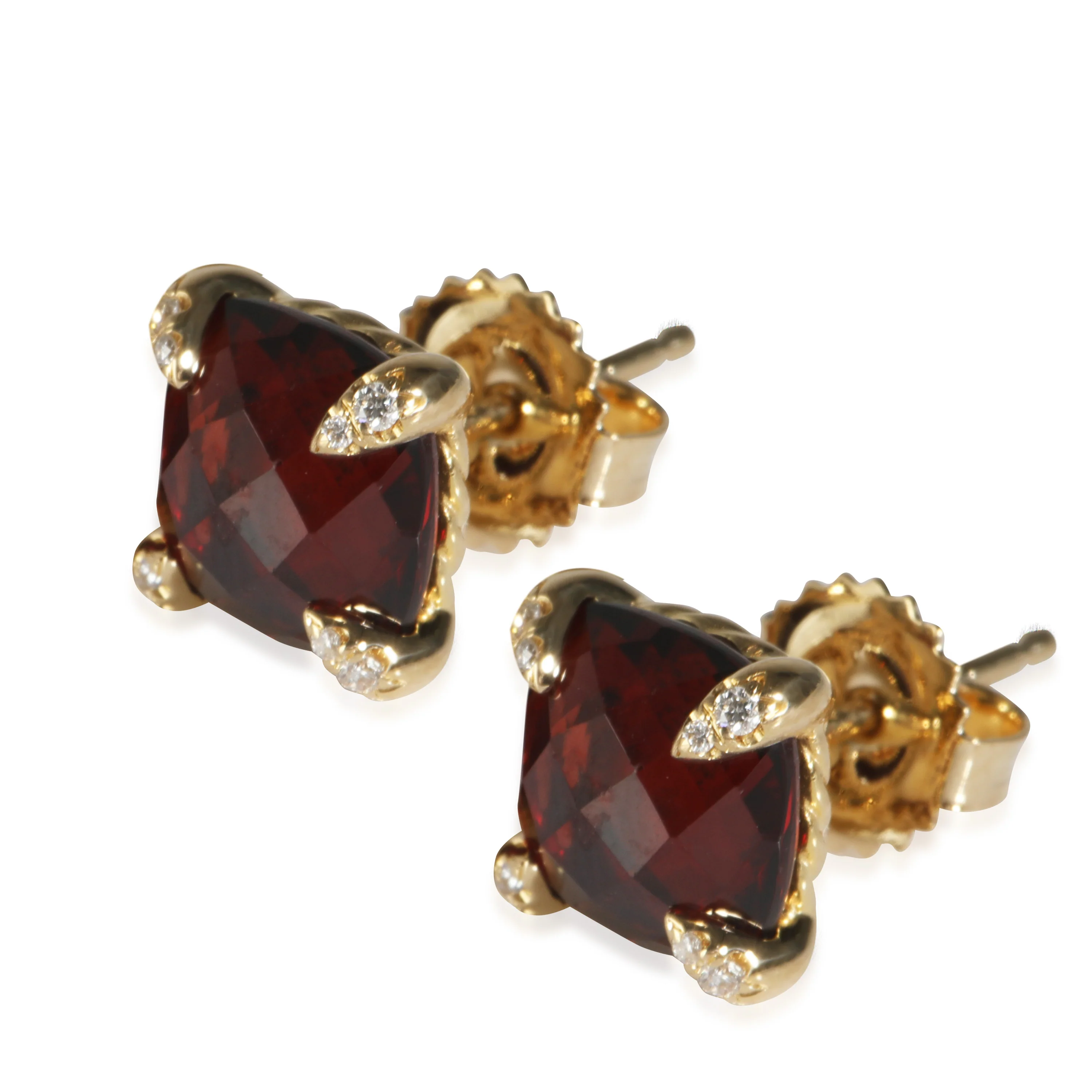 Chatelaine Garnet Diamond Earrings in 18k Yellow Gold 0.05 CTW - Image 2