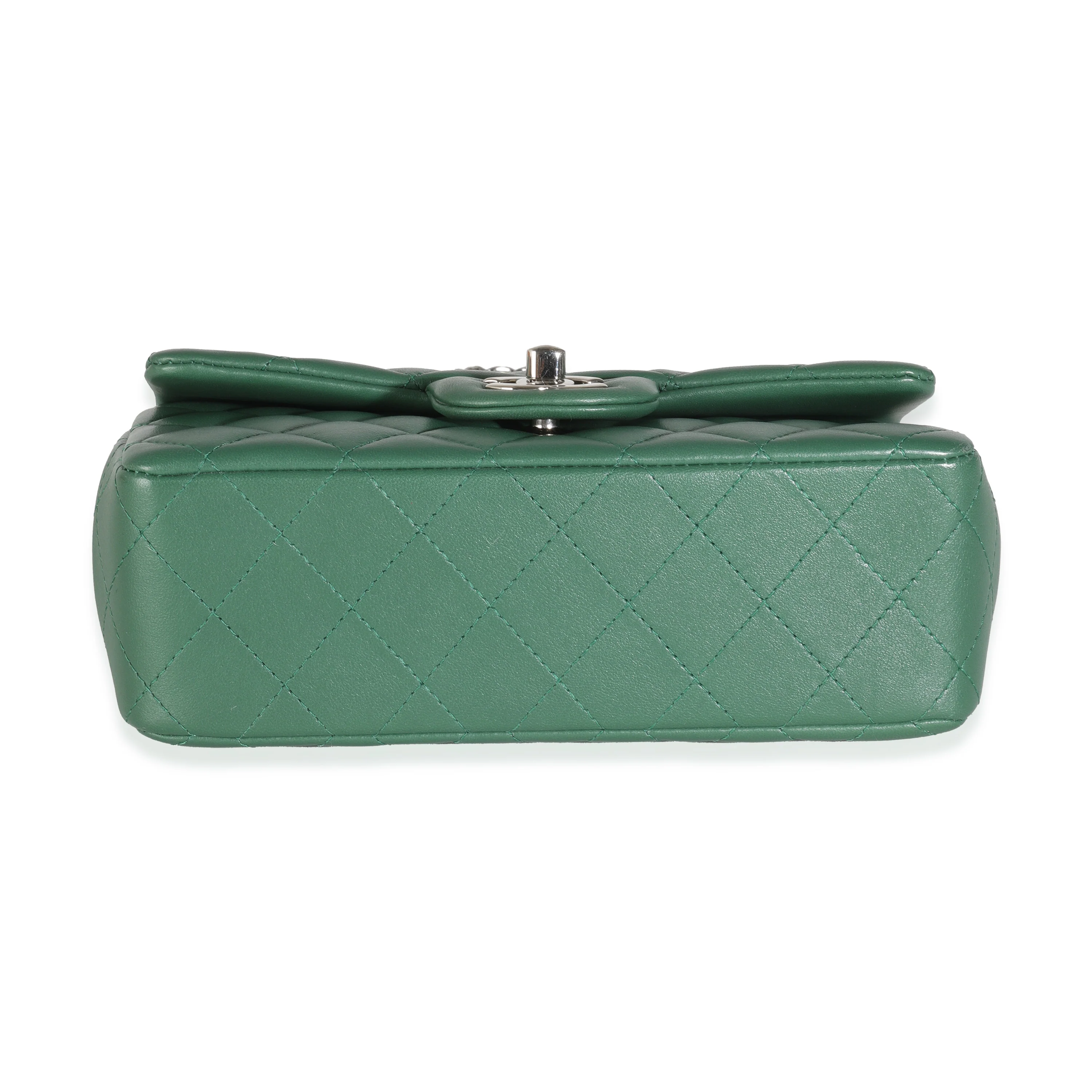 19B Dark Green Quilted Lambskin Mini Rectangular Flap Bag - Image 5