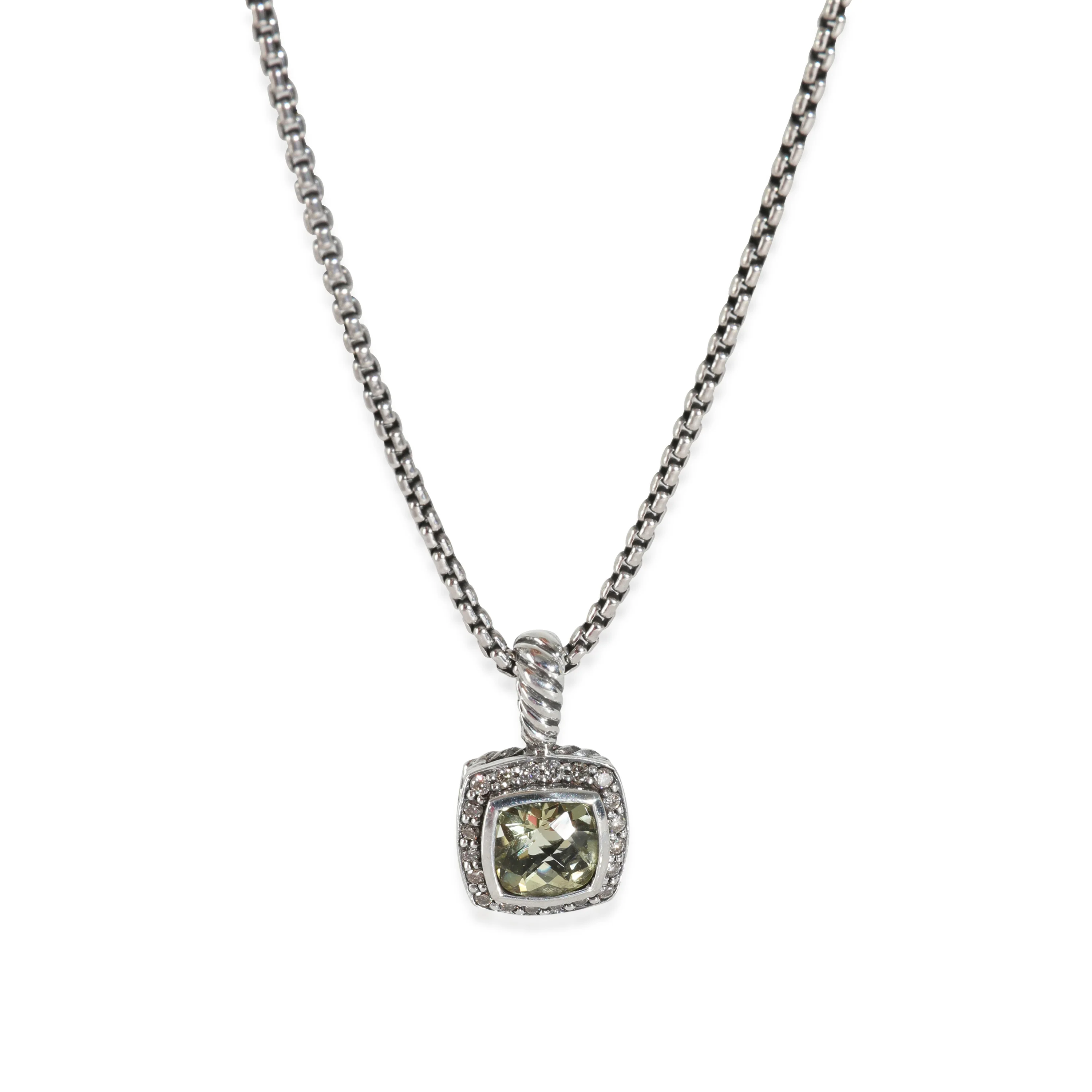 Albion Prasiolite Diamond Pendant in Sterling Silver 0.17 CTW