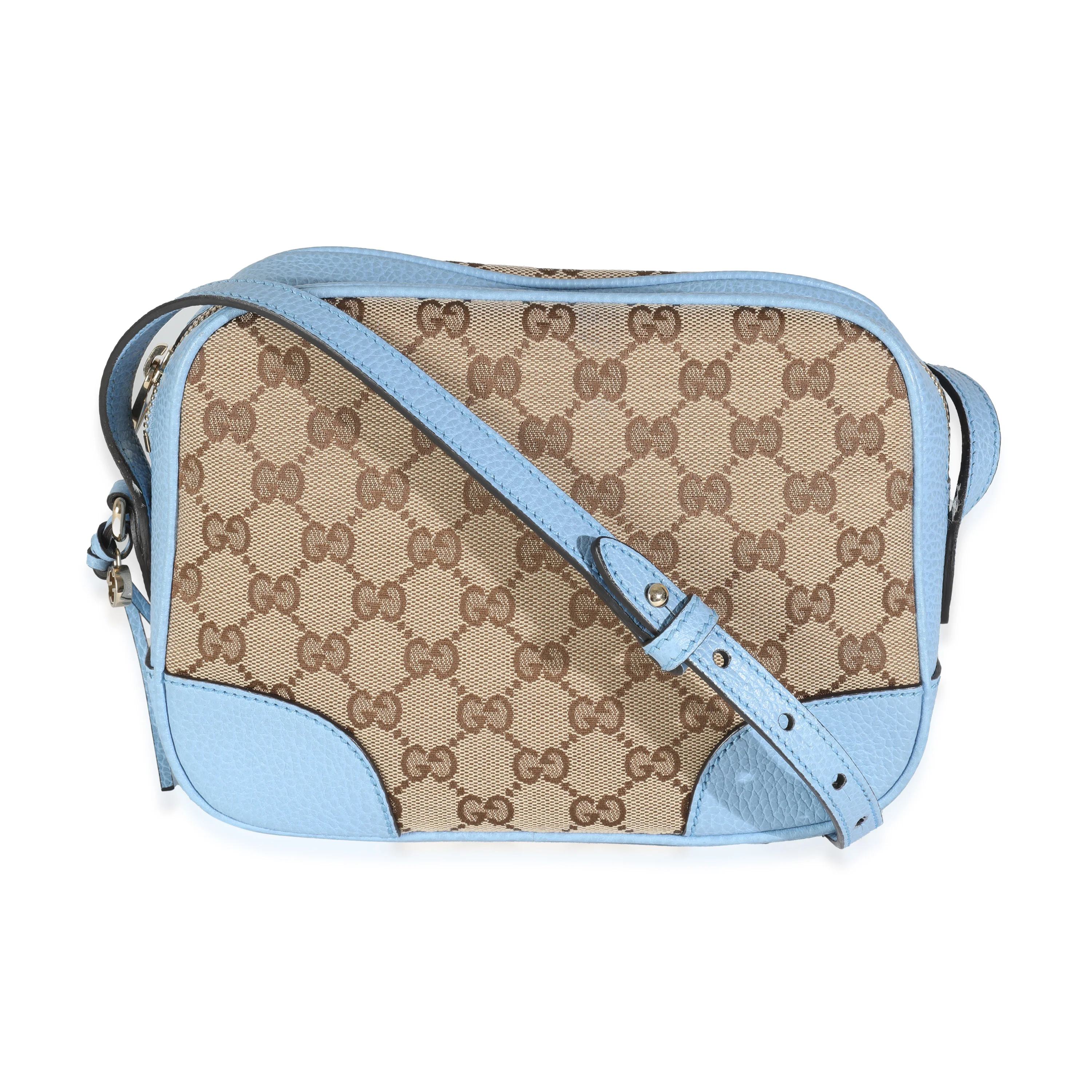 Blue Dollar Calfskin Beige GG Canvas Bree Messenger Bag - Image 4