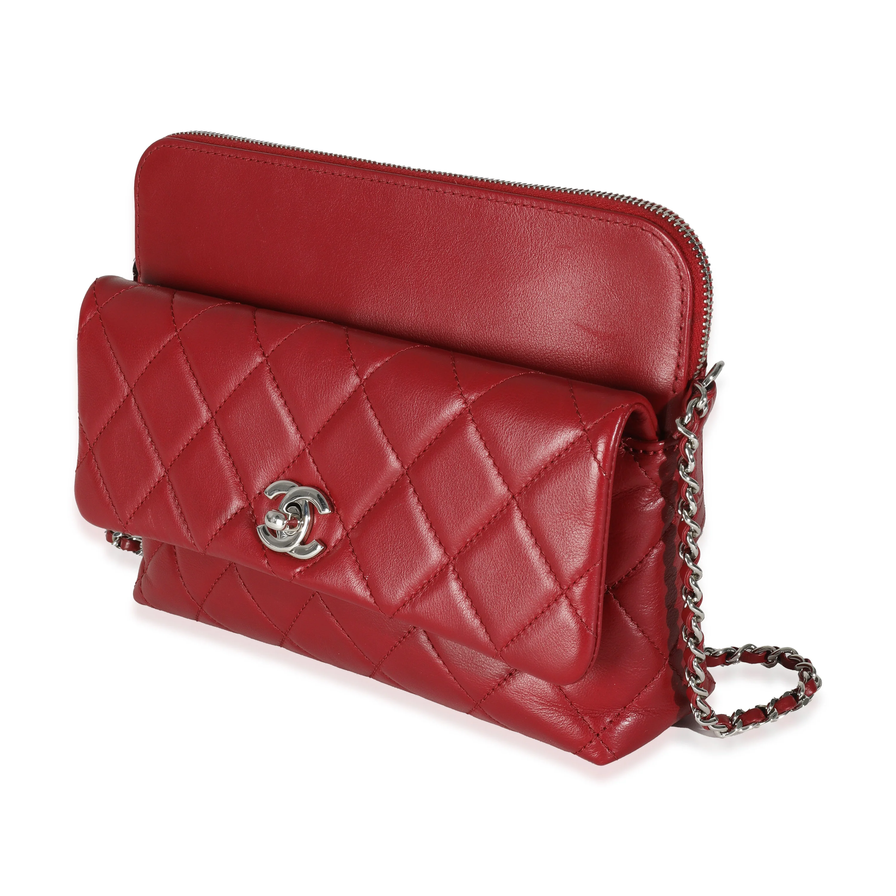 Burgundy Quilted Lambskin Front Pocket Camera Bag - Image 2
