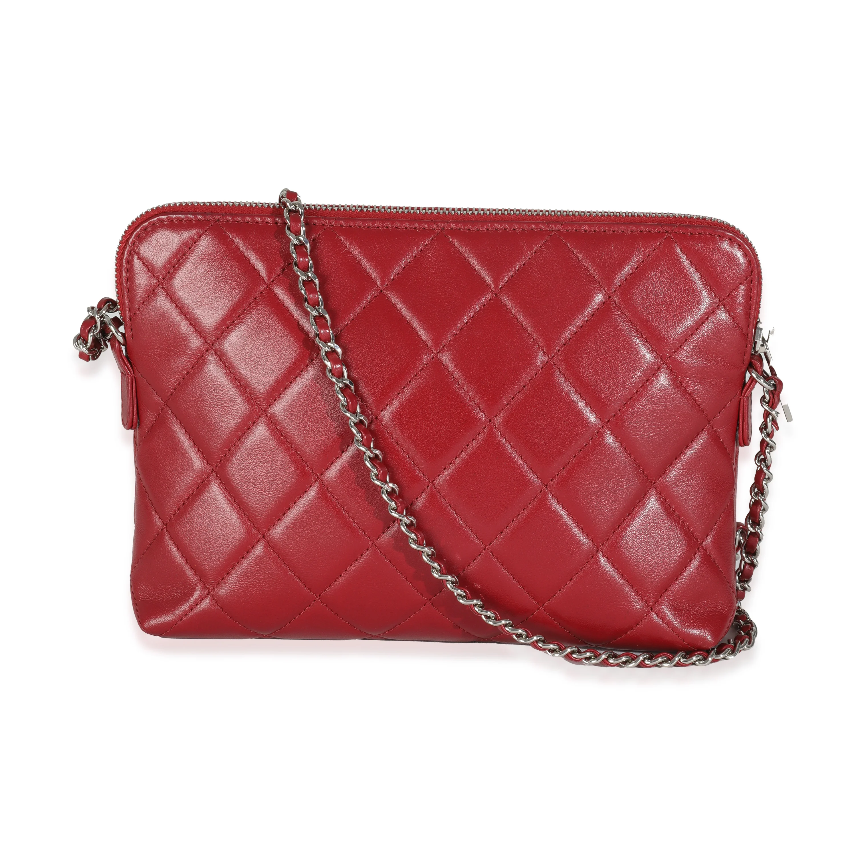 Burgundy Quilted Lambskin Front Pocket Camera Bag - Image 4