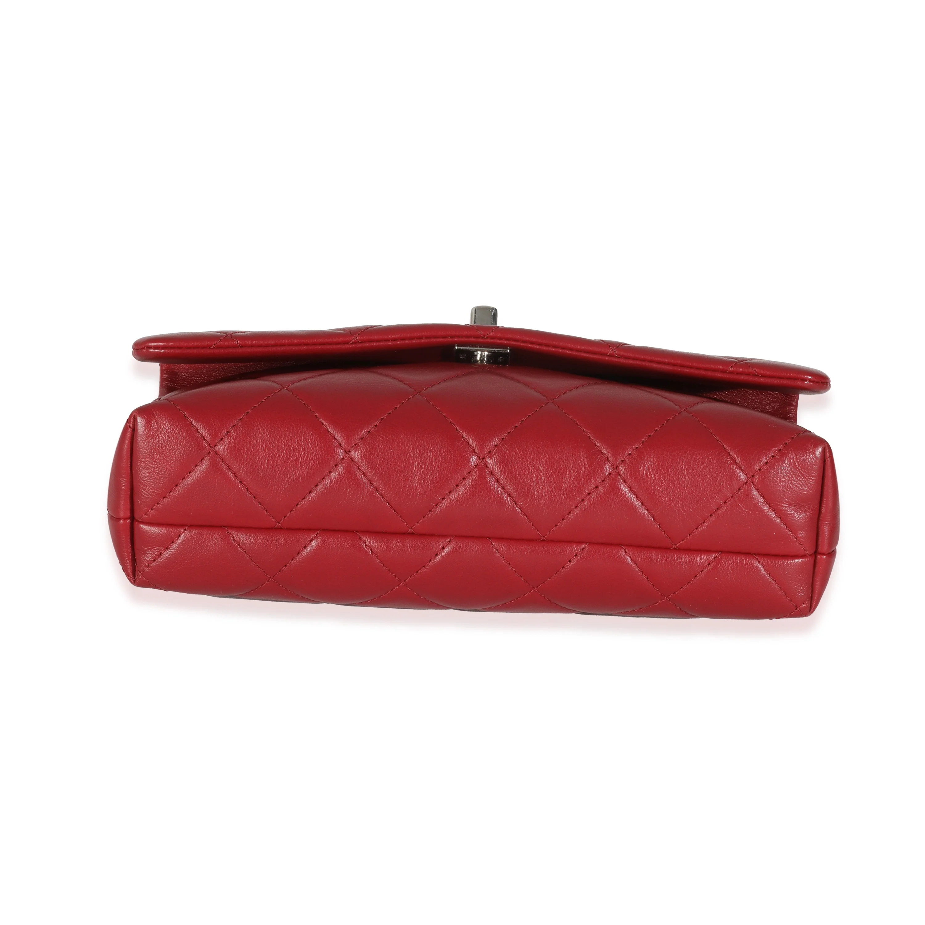 Burgundy Quilted Lambskin Front Pocket Camera Bag - Image 5