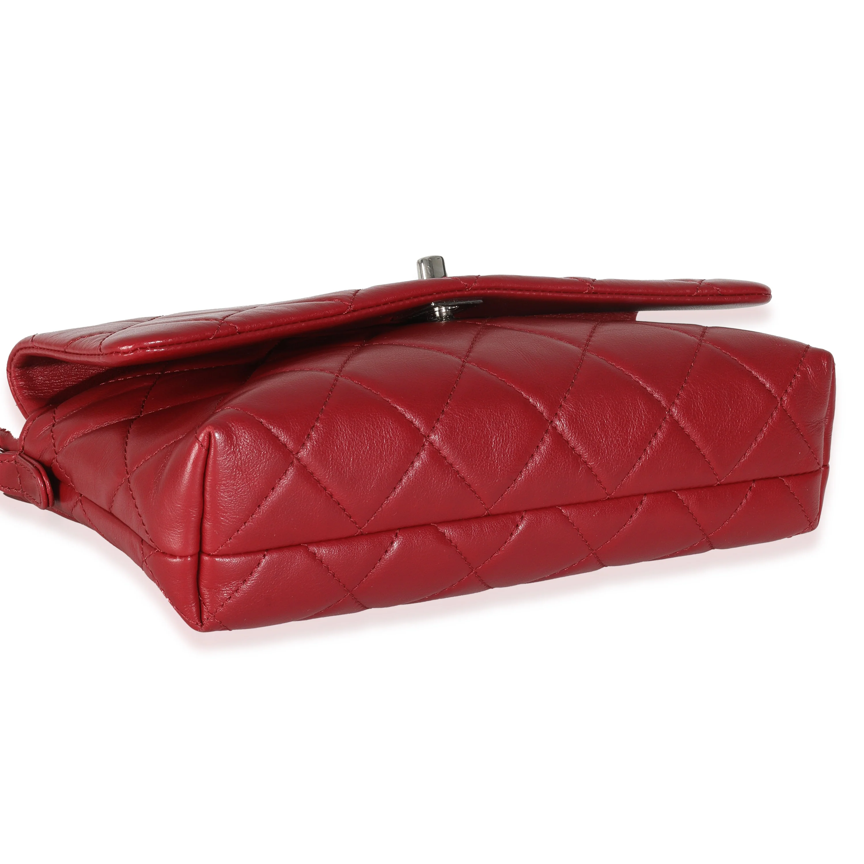 Burgundy Quilted Lambskin Front Pocket Camera Bag - Image 6