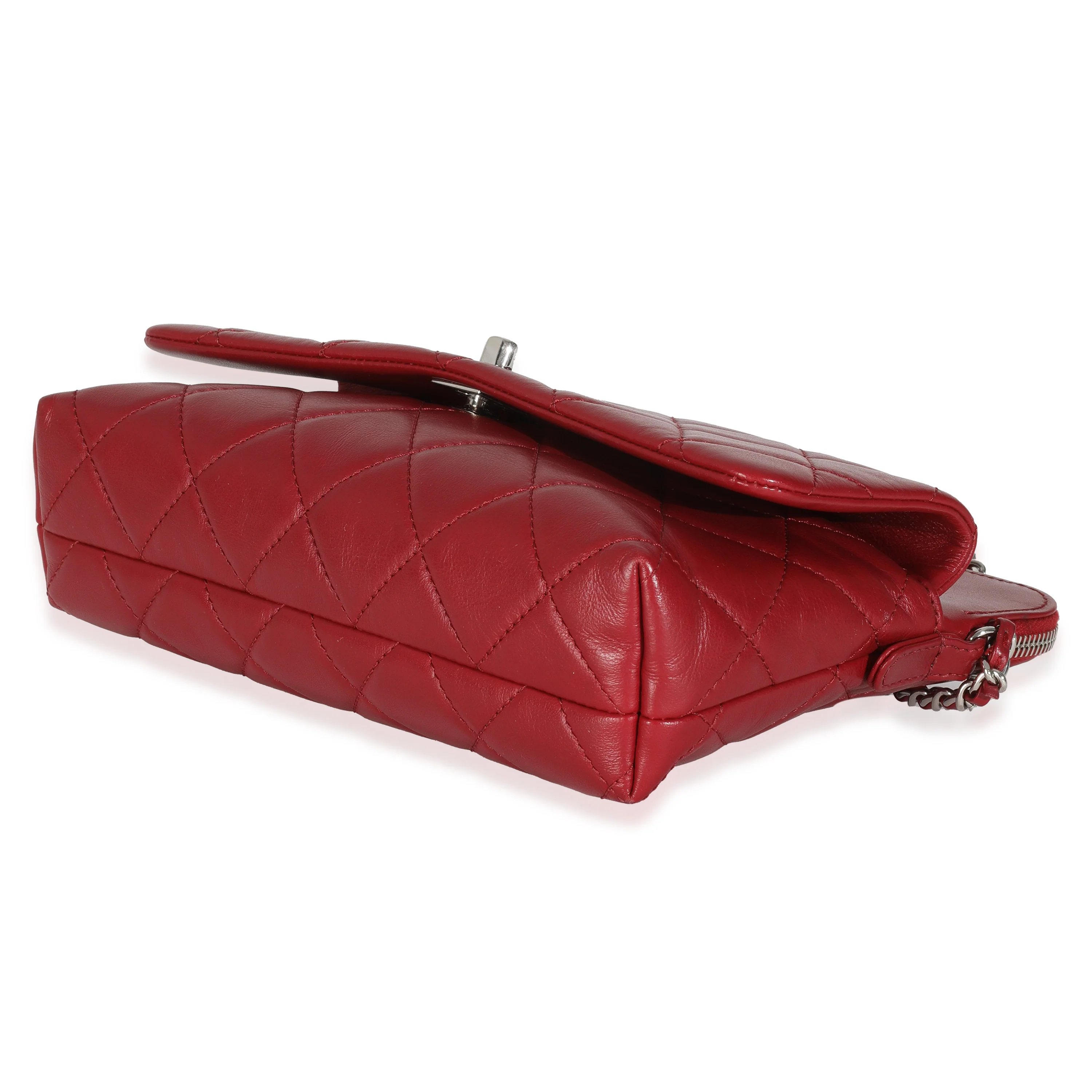 Burgundy Quilted Lambskin Front Pocket Camera Bag - Image 7