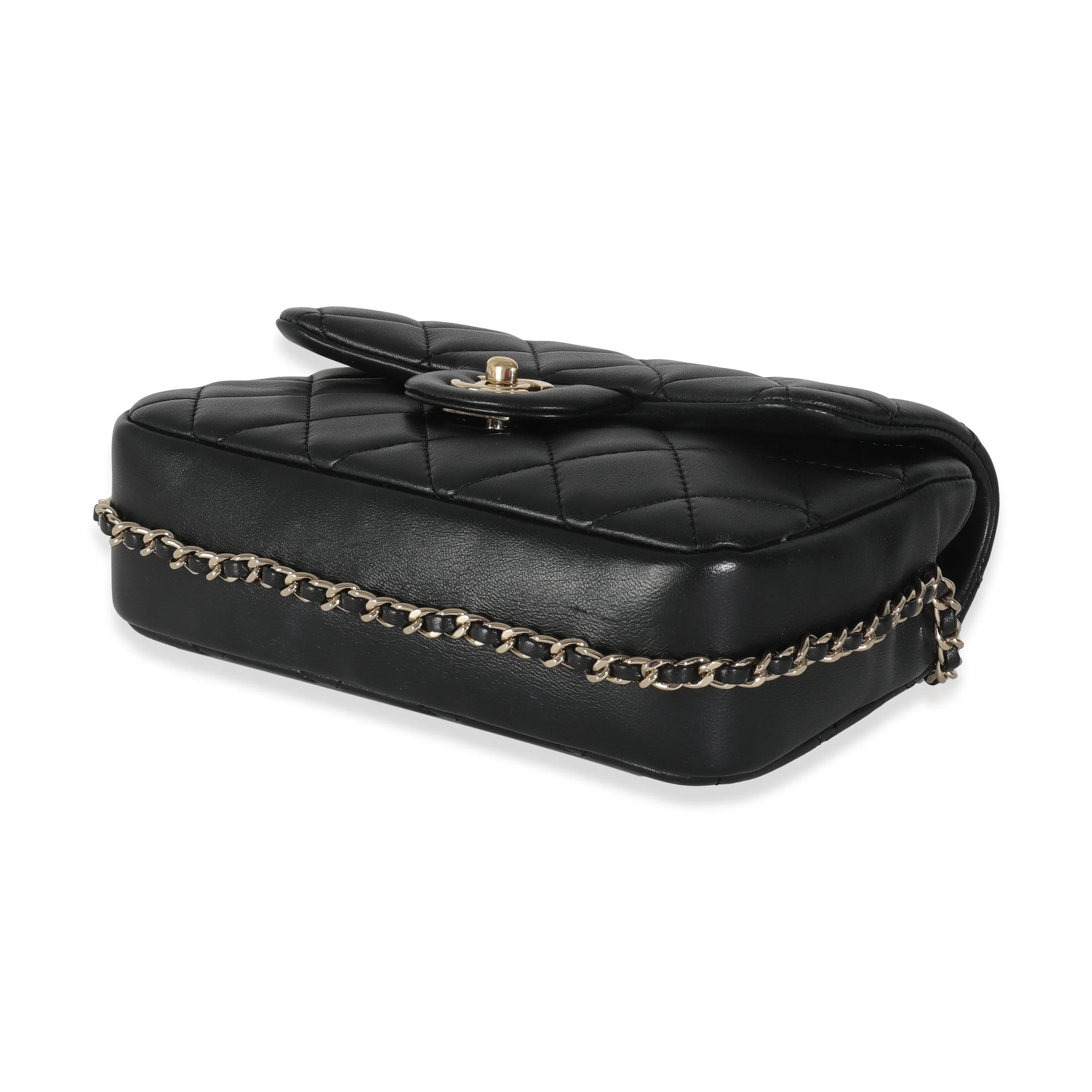 Black Quilted Lambskin Mini My Precious Pearls Flap Bag - Image 7