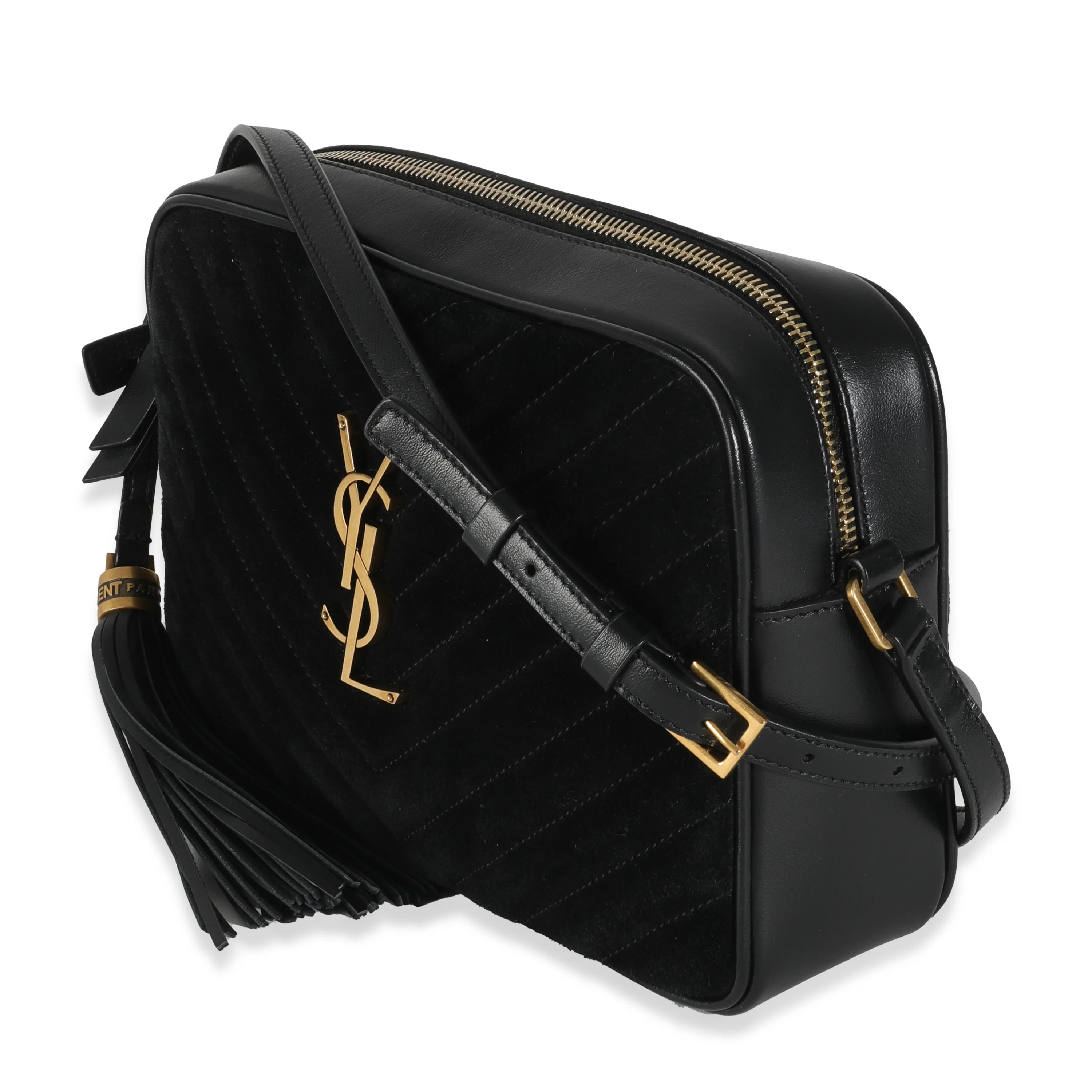 Black Suede Matelasse Monogram Lou Camera Bag - Image 2