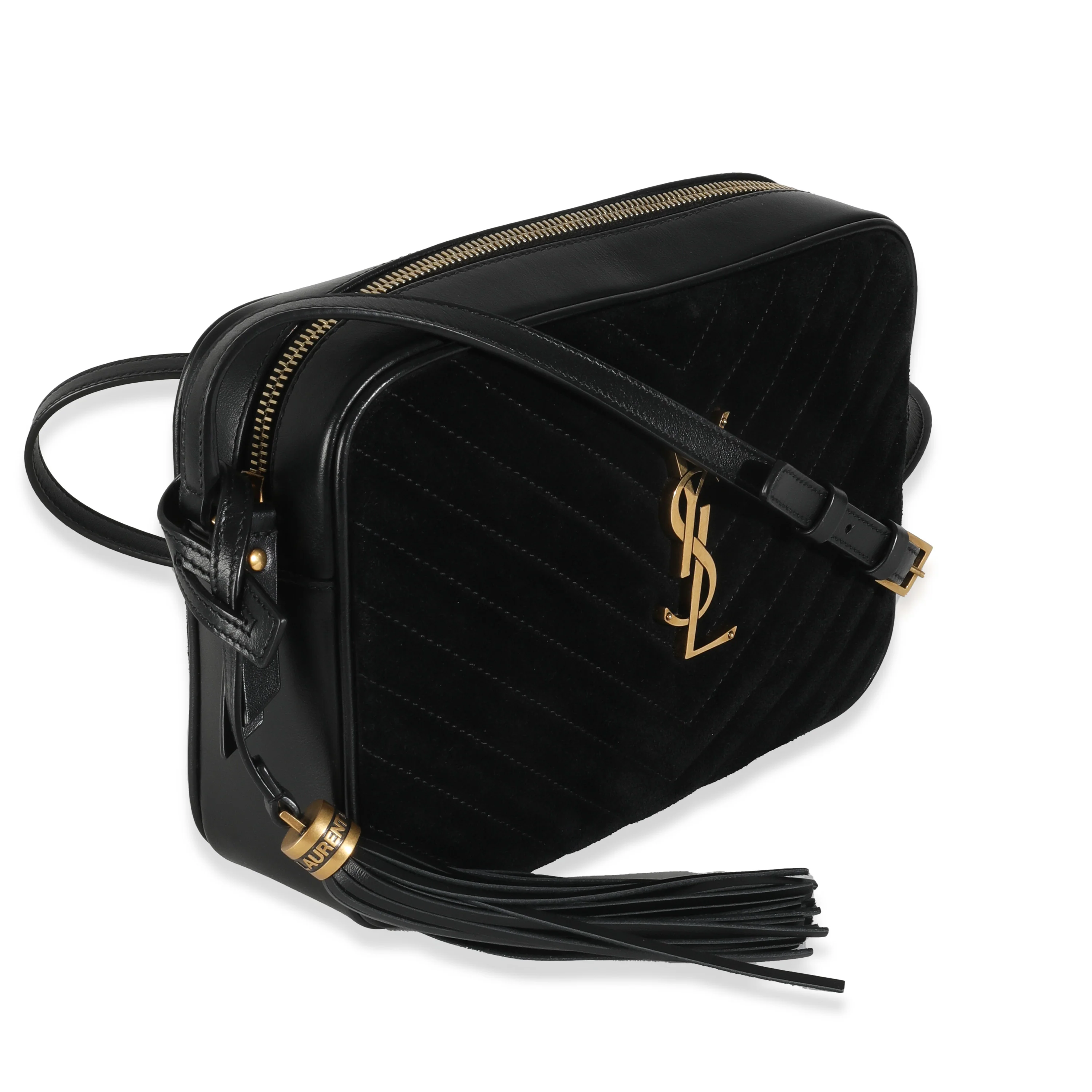 Black Suede Matelasse Monogram Lou Camera Bag - Image 3