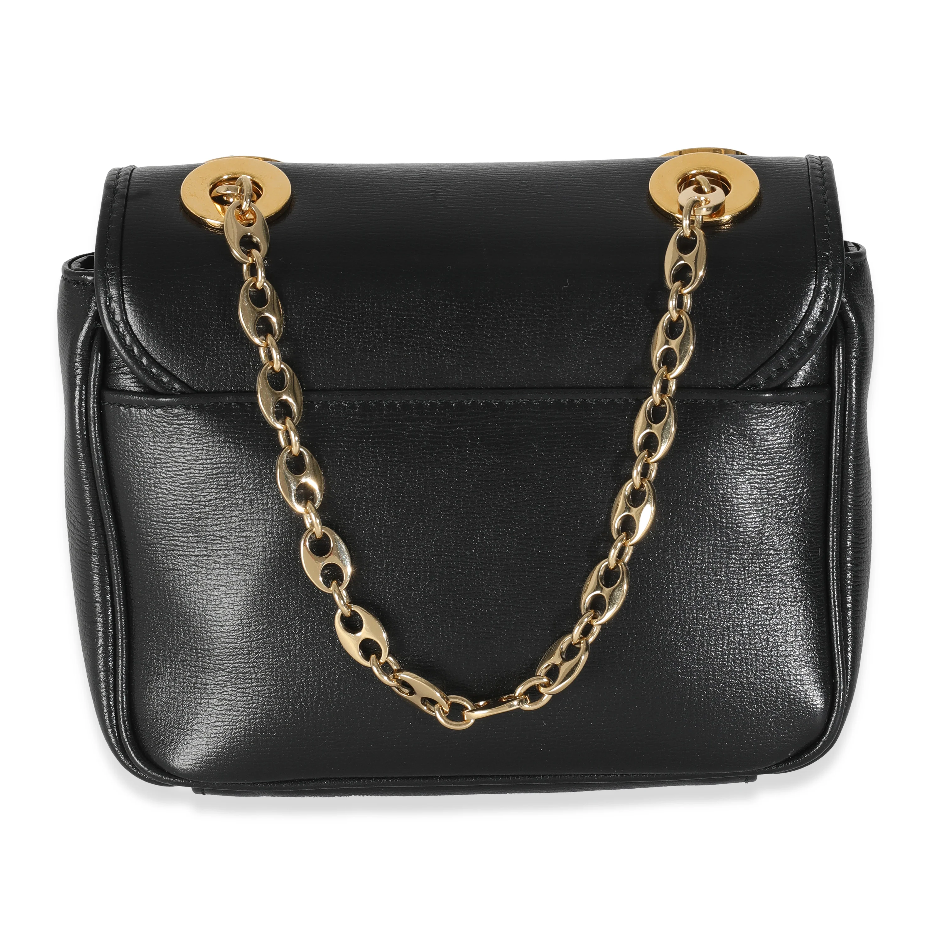 Black Leather GG Mini Marina Chain Bag - Image 4