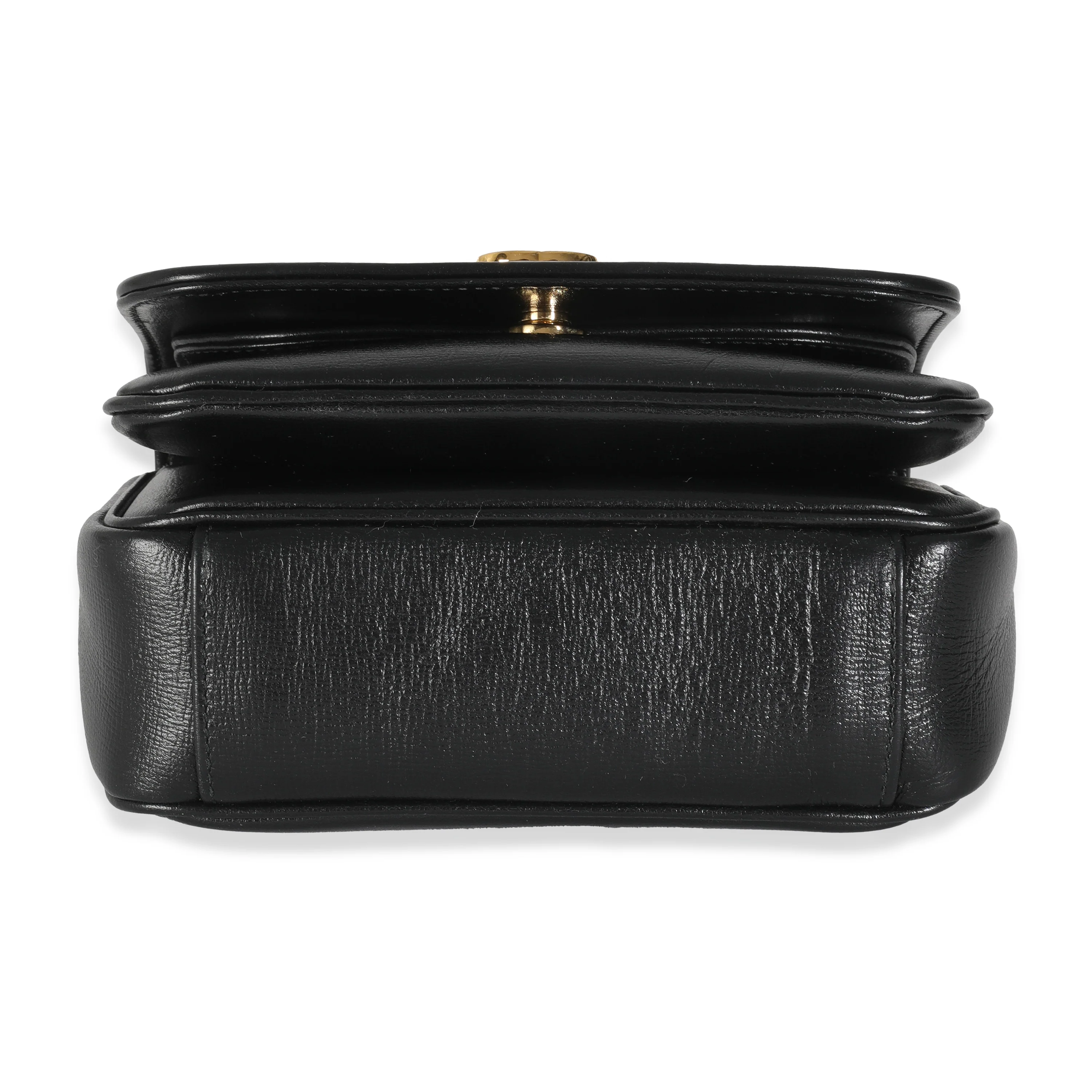Black Leather GG Mini Marina Chain Bag - Image 5