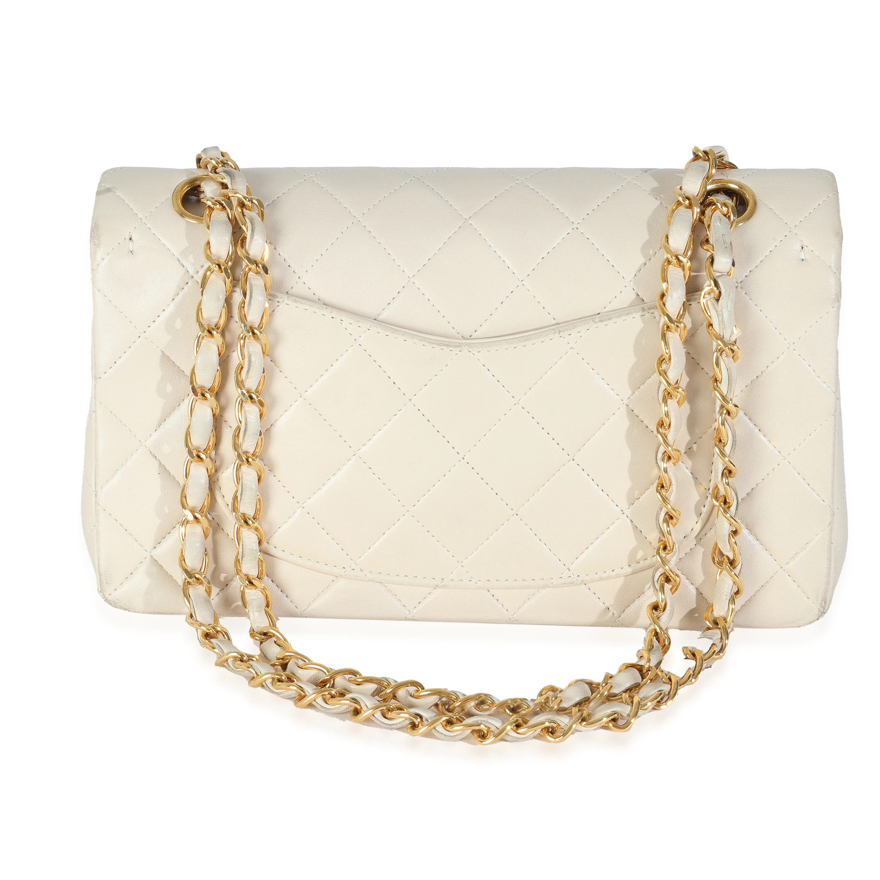 Vintage 24K Cream Quilted Lambskin Small Classic Double Flap Bag - Image 4